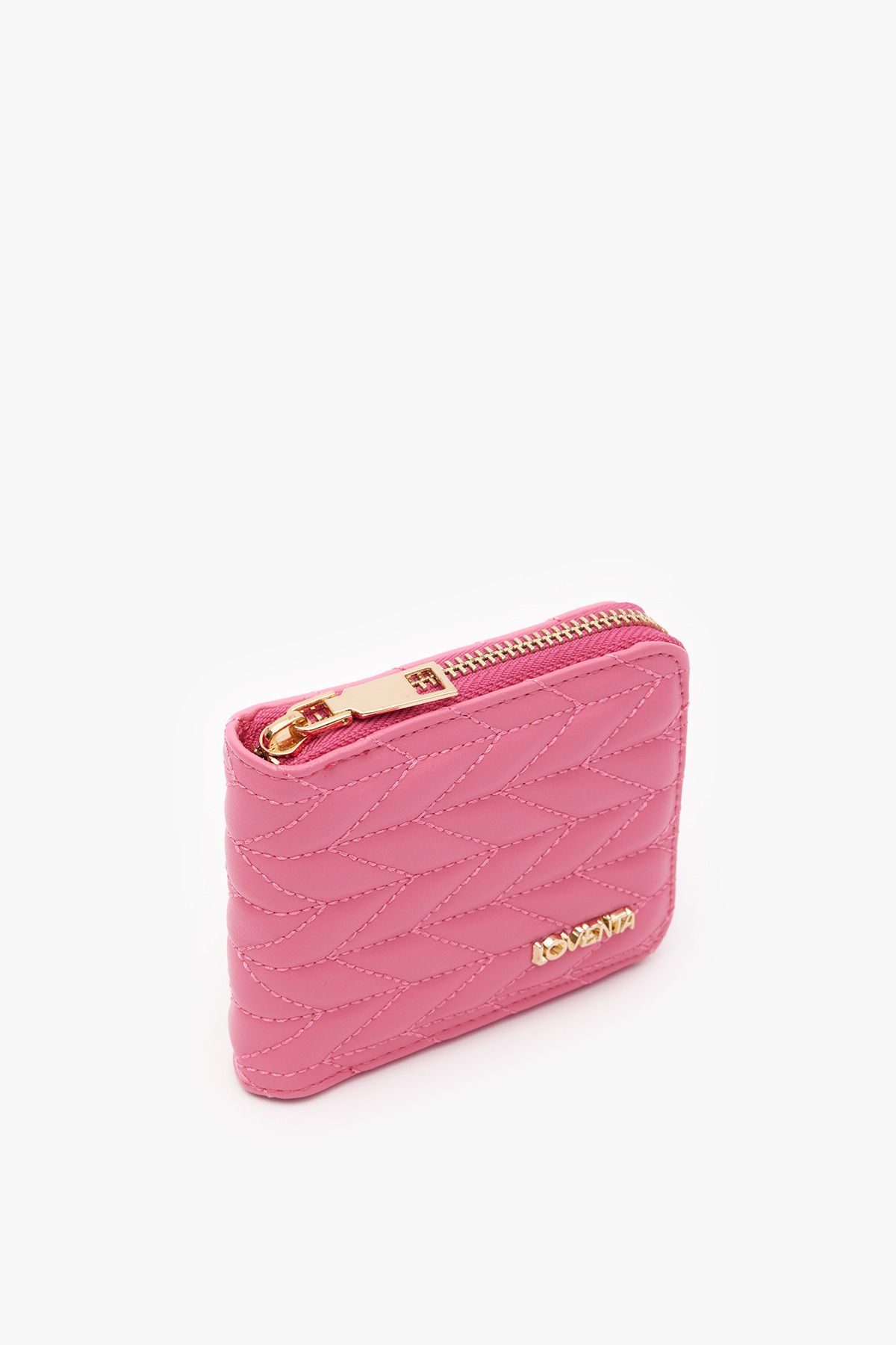 Embroidery Patterned Zippered Fuchsia Women Wallet Waistband