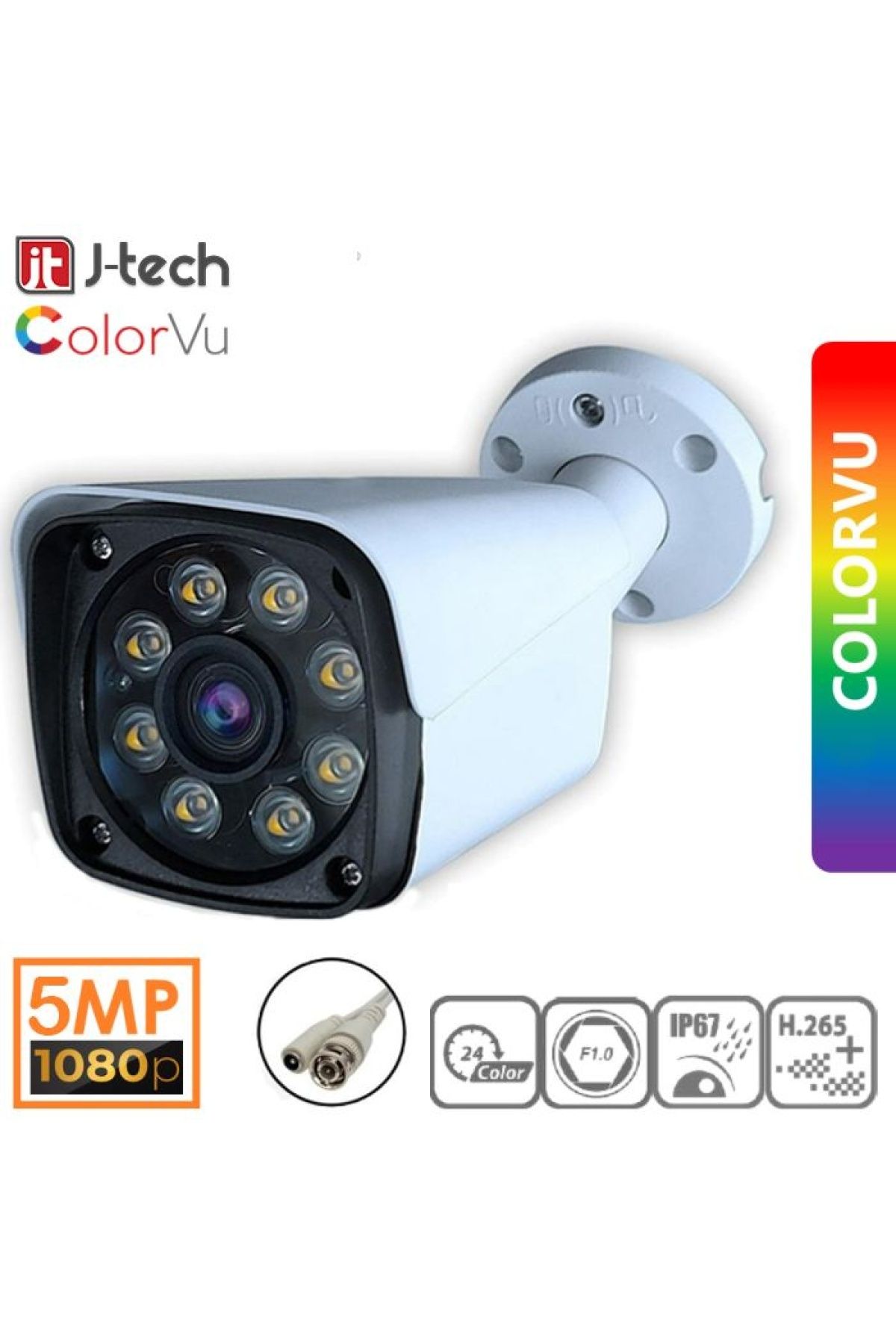 J-TECH 3020 5mp Sony Lens Gece Renkli 8 Warm Light 1080p Ahd Güvenlik Kamera