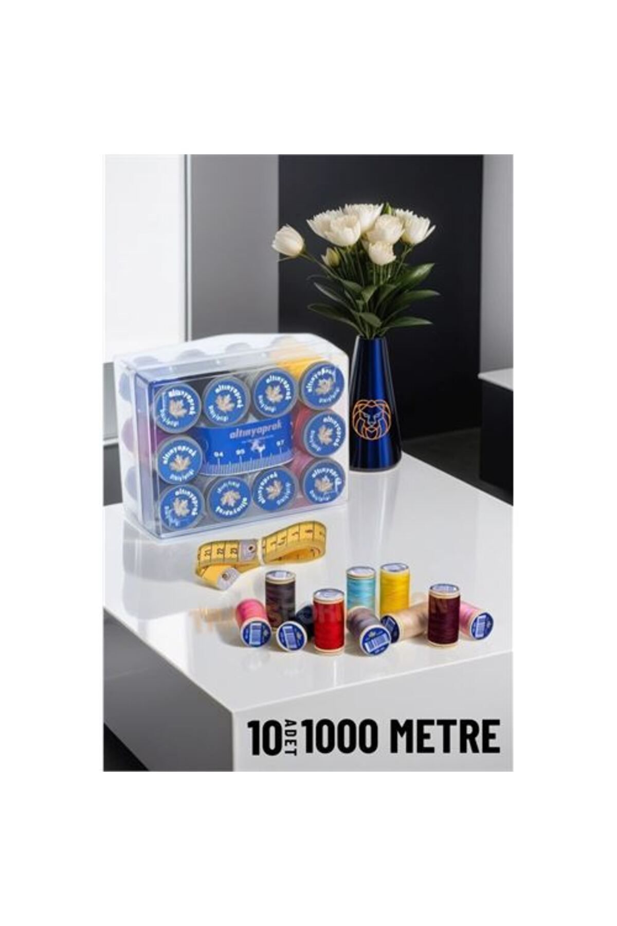 ENGSTORE 10 Renk 1000 Mt Kutulu Mezuralı Dikiş İpliği Seti