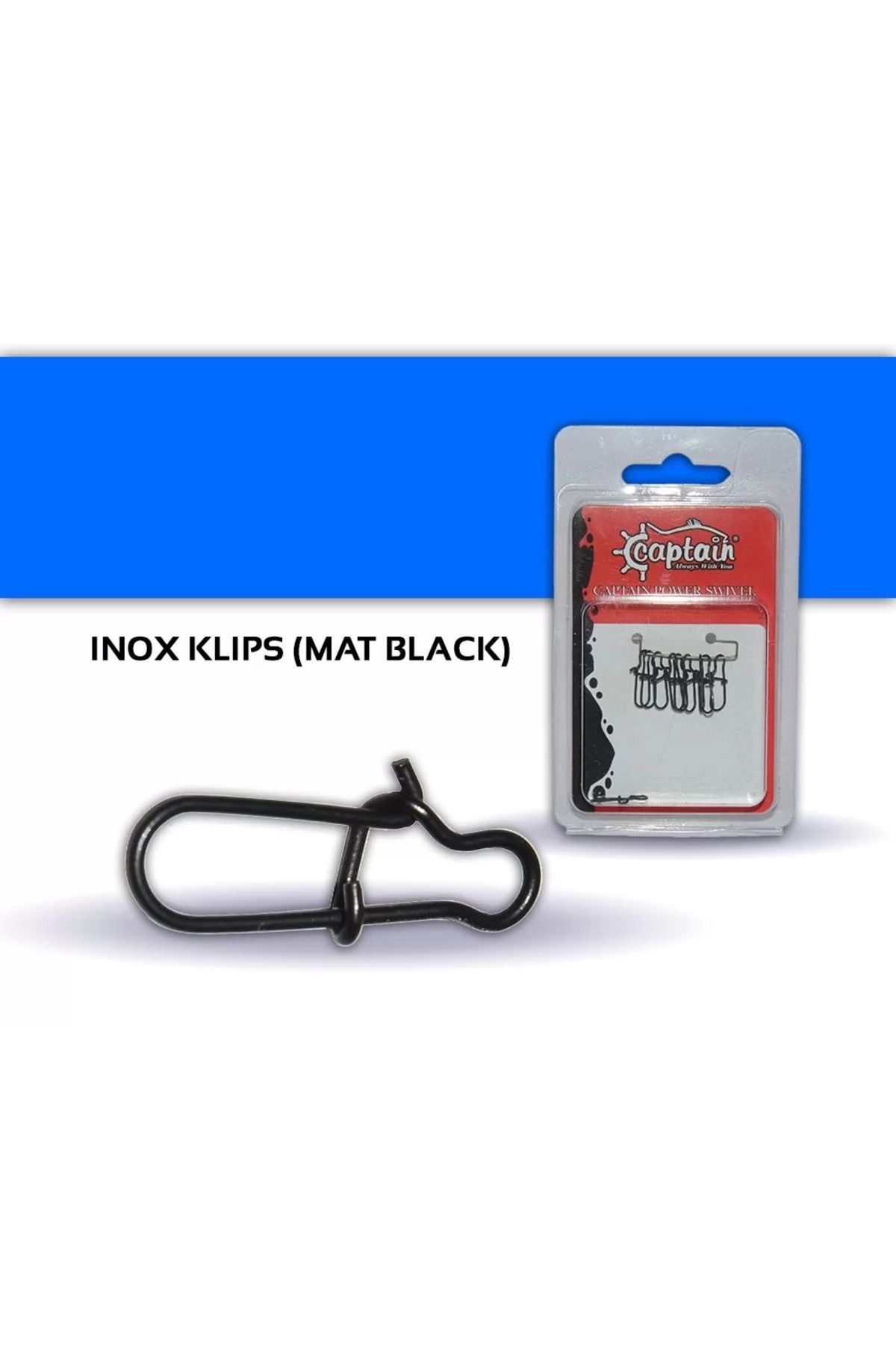 CAPTAIN-5016 Fake Fish Clip Snap Inox 10 Pack Matte Black 1