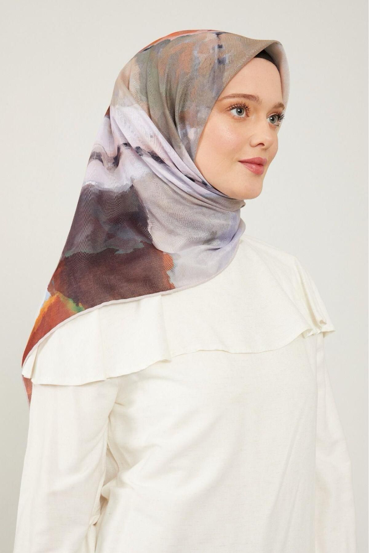 روسری نارنجی پنبه ای نرم کاشی 90066 01 Levidor