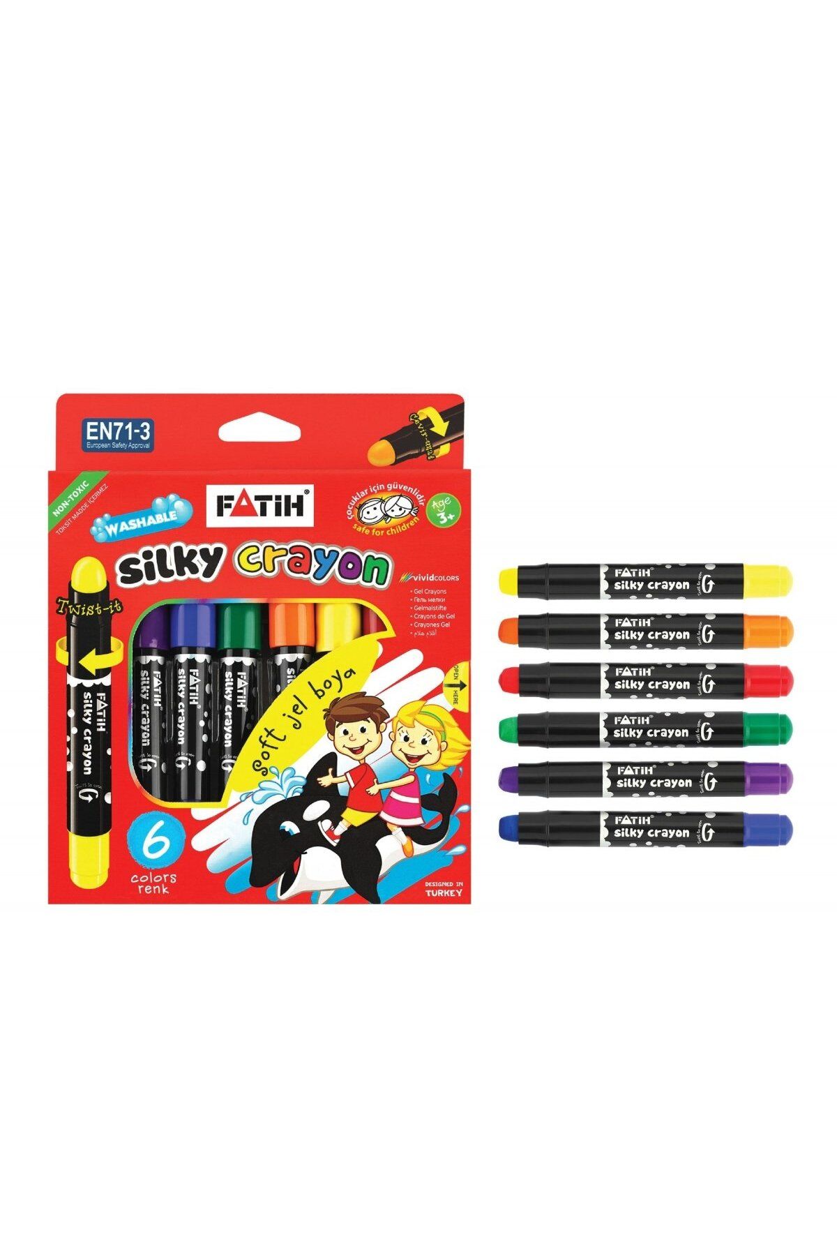 Fatih 6 Renk Jel Silky Crayon Çevirmeli Boya 50250