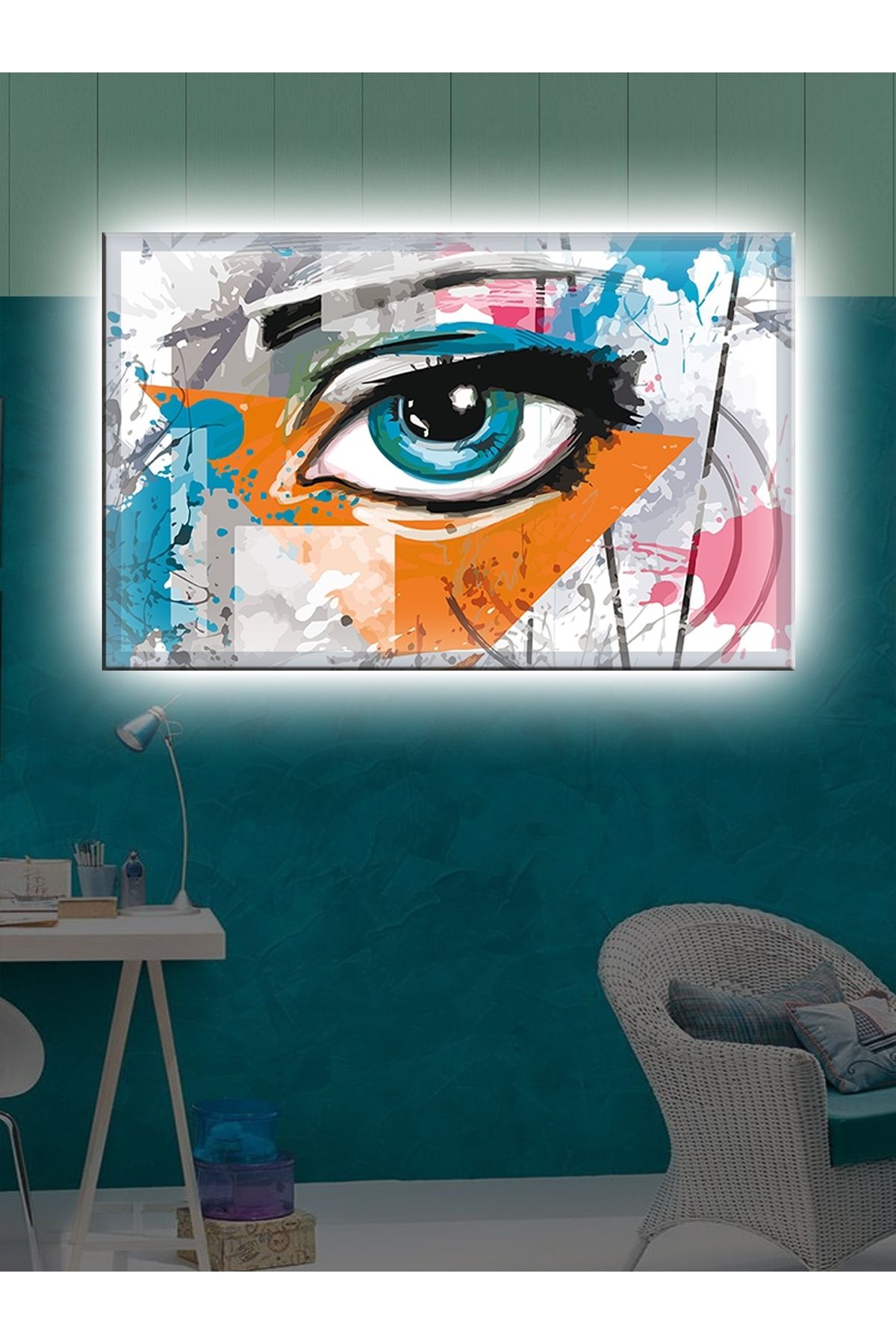 bluvex Led Işıklı Yağlı Boya Görünümlü Göz Tablo