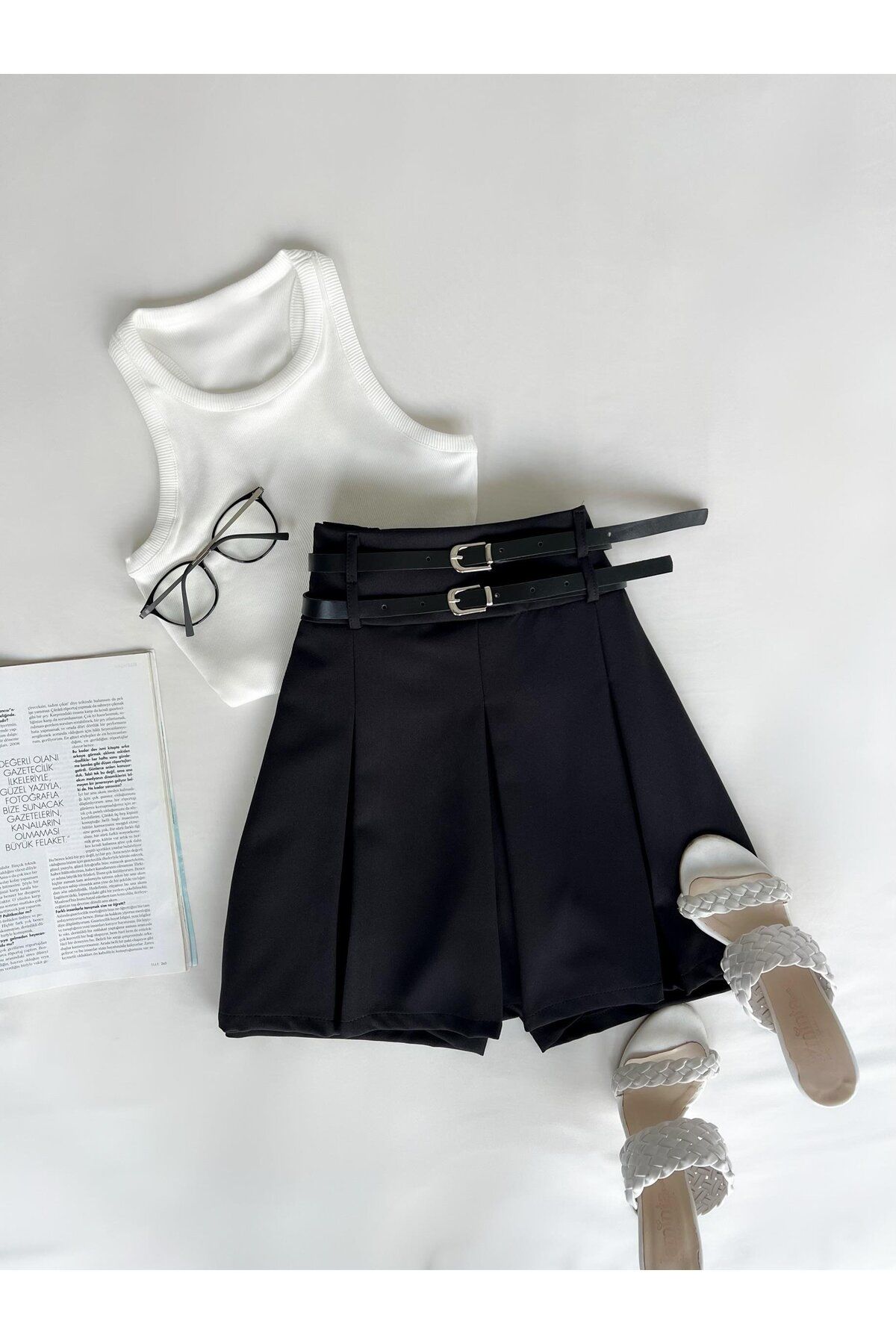 TamSeninTarzin-Mari Double Belted Shorts Skirt 1