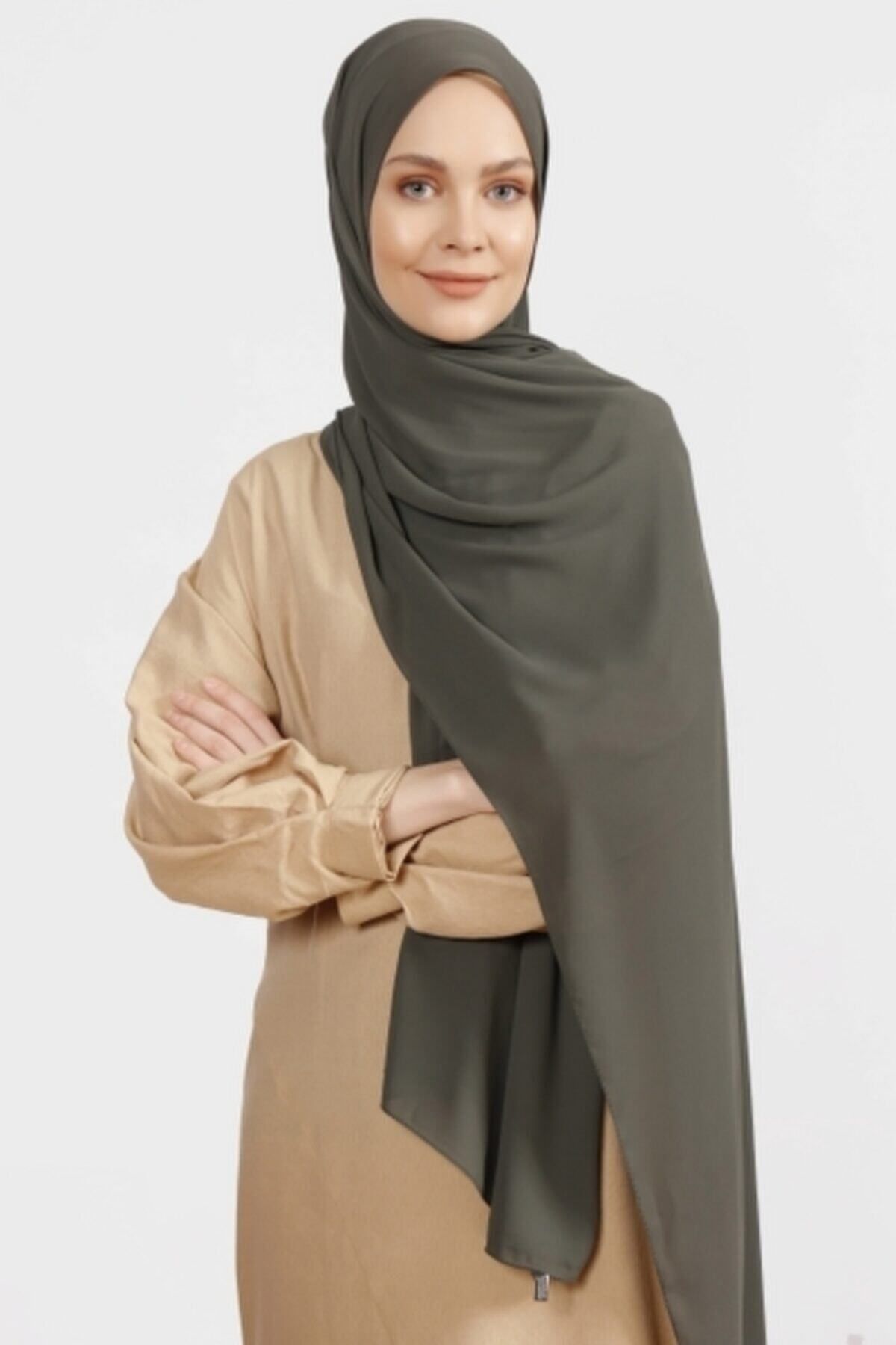 Differenza-Crepe Shawl Dark Khaki 2