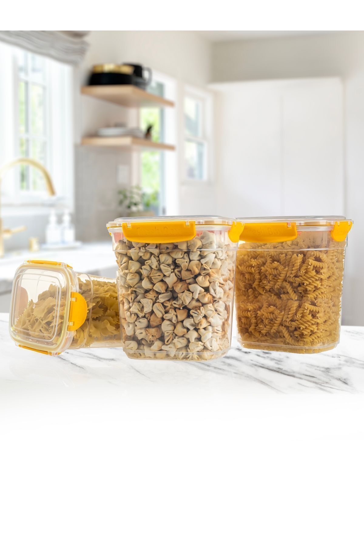 Rembox-Set of 6 Leak-Proof Locking Vacuum Lid Storage Containers 2 lt Food Food Food Pulses Storage Container 3