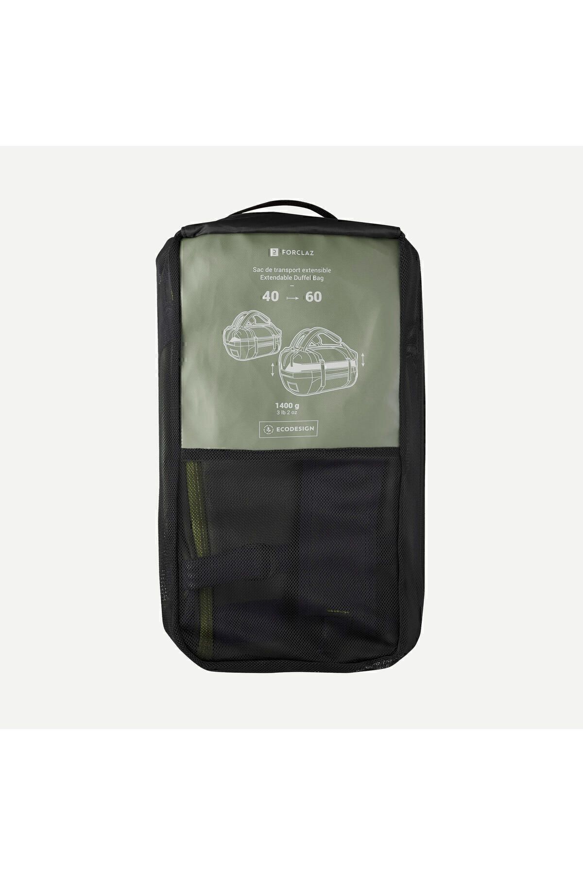 چمدان و ساک سبز مردانه زنانه کیسه پیاده روی در فضای باز Forclaz 40L 60L آب نگه نمی دارد Duffel 500 extnd Decathlon