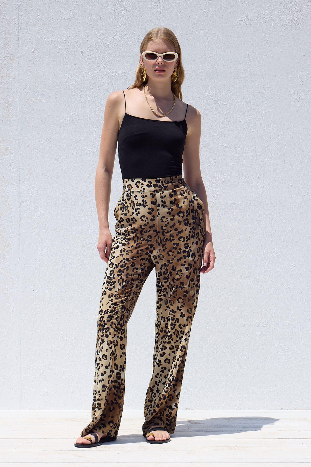 Manuka-Leopard Pattern Viscose Trousers 3