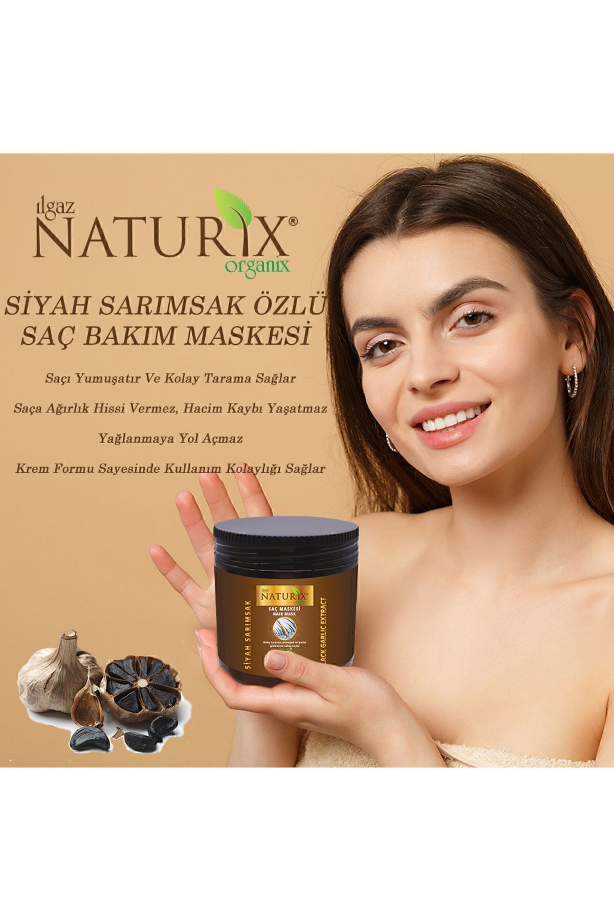 Naturix Siyah Sarımsak Özlü Saç Bakım Maskesi 500 ml | Saç
