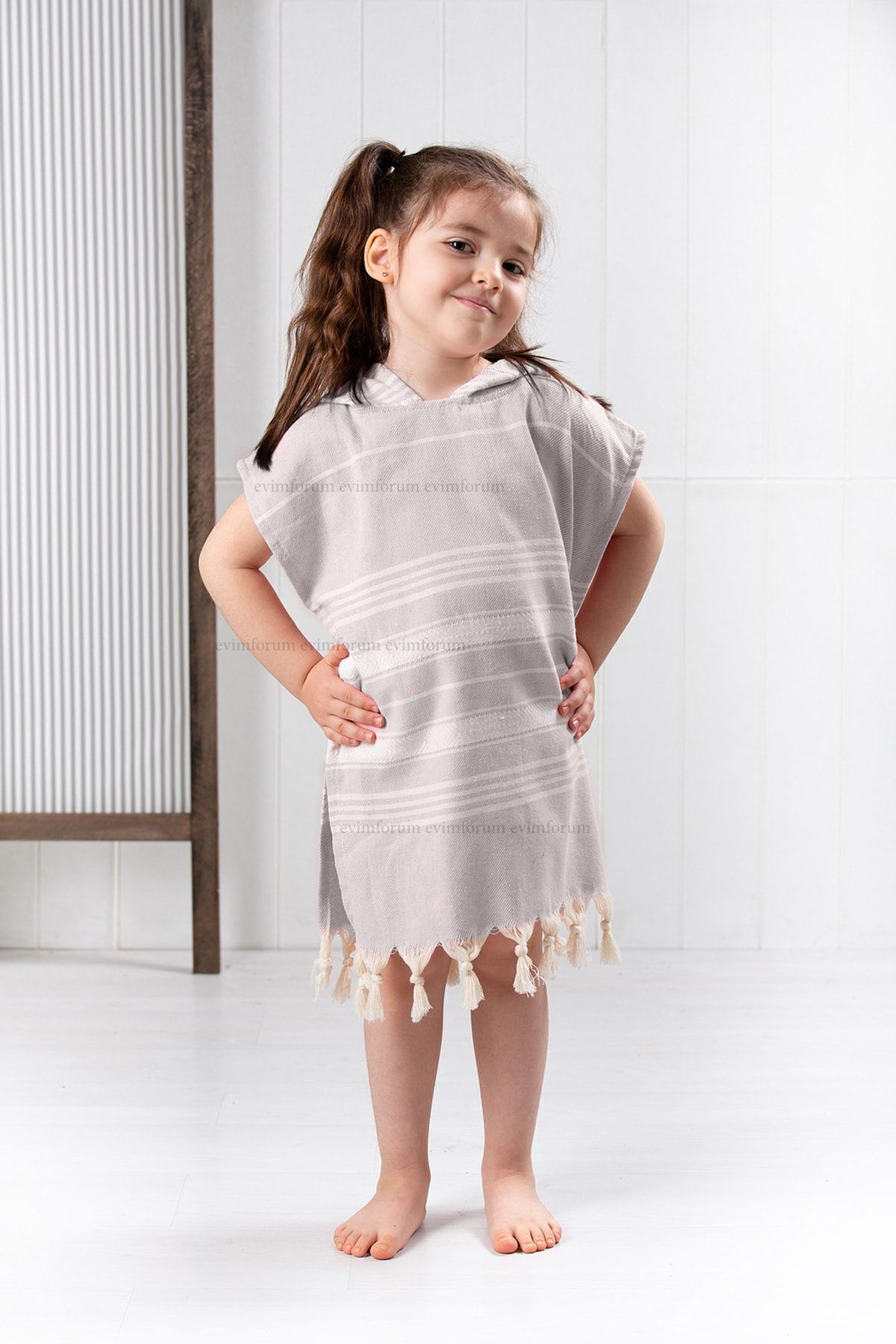 Formeya Szlafrok Dziecięcy Ponczo 100% Bawełna Ręcznik Plażowy Peshtemal Brown Unisex - 9–10 years