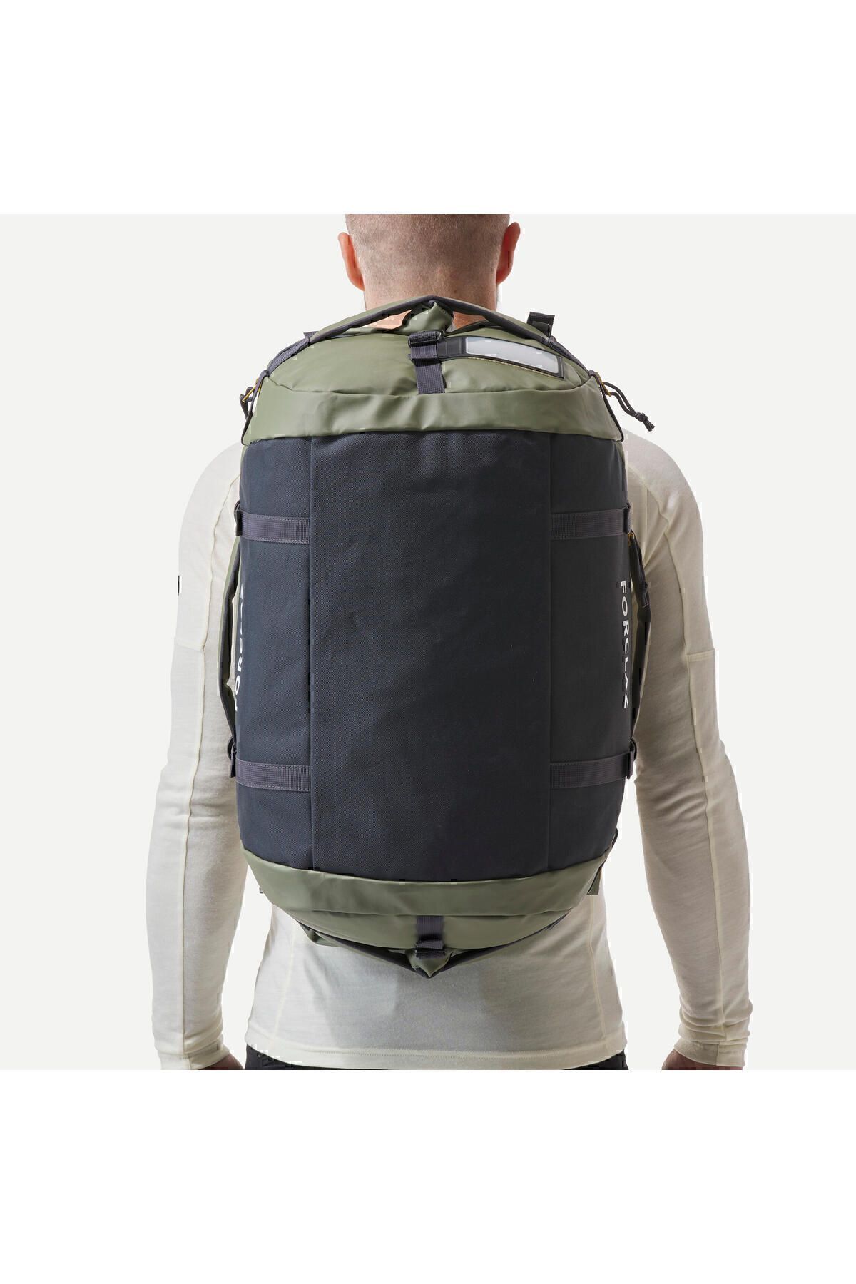 چمدان و ساک سبز مردانه زنانه کیسه پیاده روی در فضای باز Forclaz 40L 60L آب نگه نمی دارد Duffel 500 extnd Decathlon
