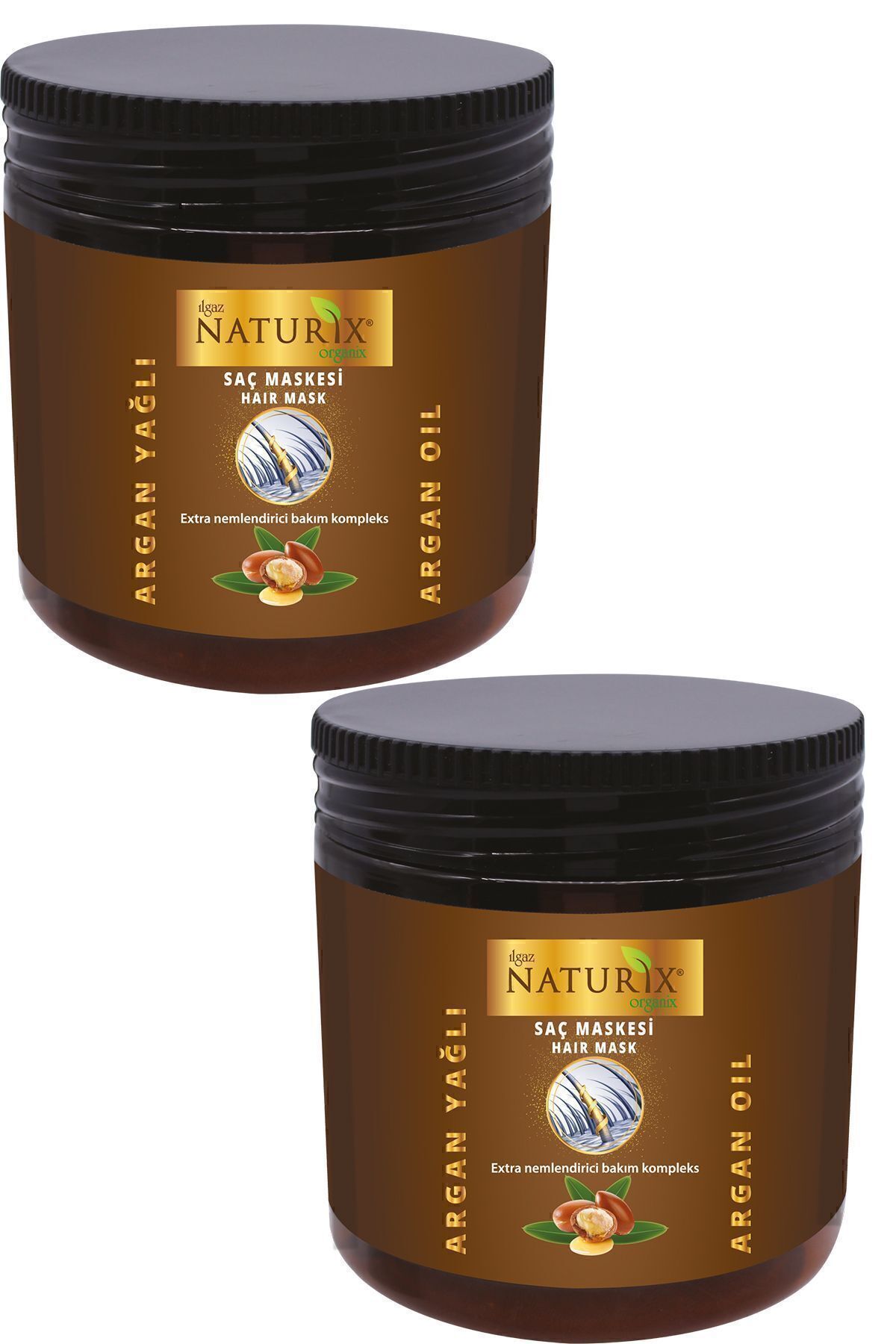 روغن آرگان طبیعی 500 میلی لیتر ماسک مراقبت از مو ماسک روغن آرگان ماسک مو بمب مرطوب کننده مو مراقبت از مو بسته 2 عددی آرگان Ilgaz Naturix Organix