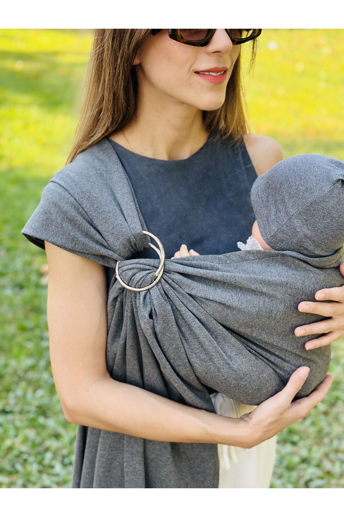 kubbe Anakucağı Esnek Halkalı Cepli Bebek Taşıma Şalı, Bebek Askısı Wrap Sling fotoğrafı 3 (önizleme)