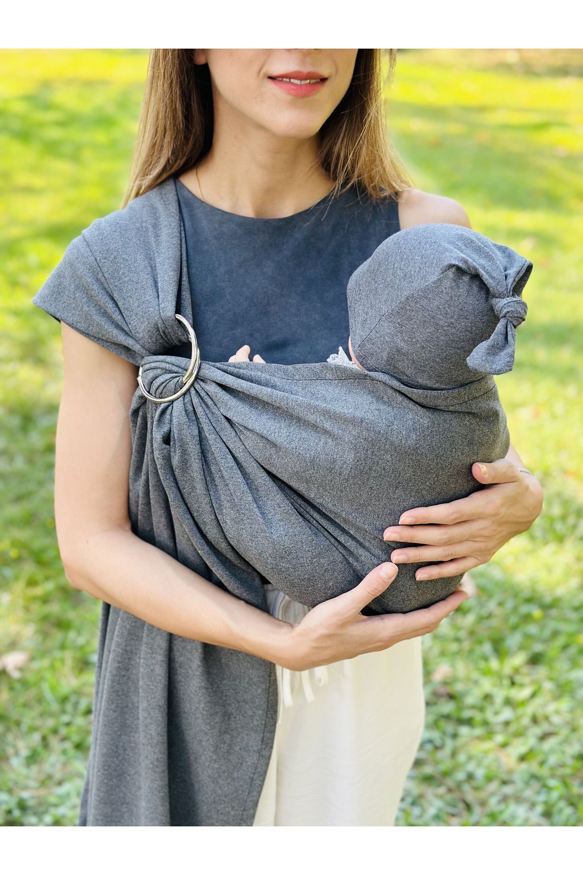 kubbe Anakucağı Esnek Halkalı Cepli Bebek Taşıma Şalı, Bebek Askısı Wrap Sling fotoğrafı 4 (önizleme)