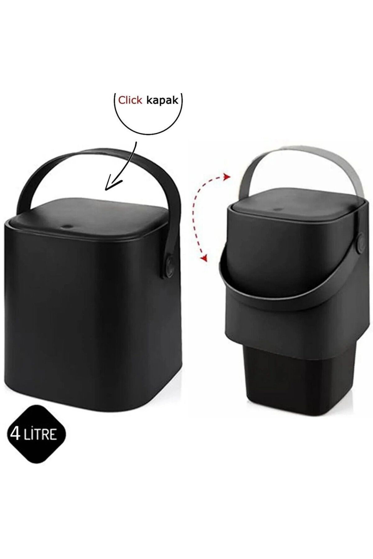 Orvila-4 Lt Capacity - Kitchen Trash Can with Handle and Inner Bucket, Countertop with Automatic Click Lid 2