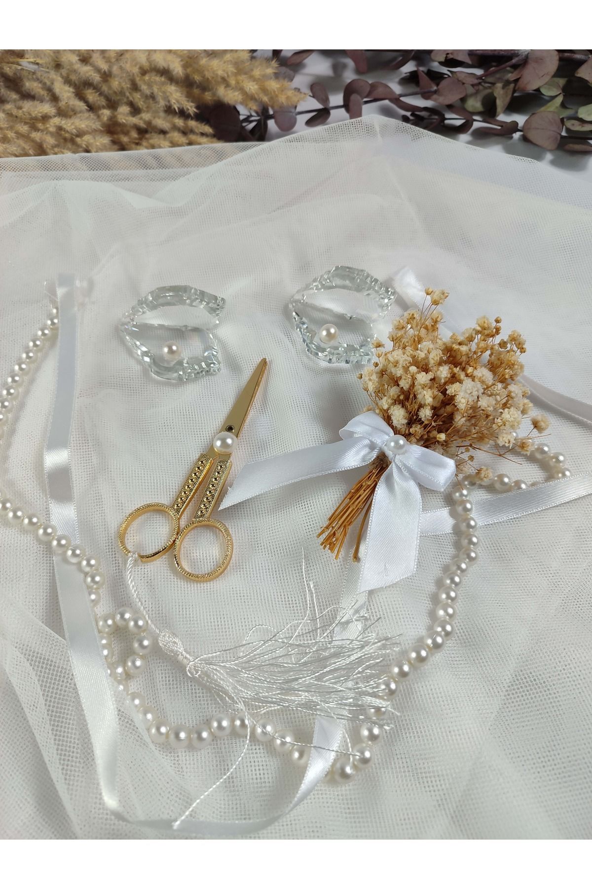 Basic Creation Nişan Tepsisi-Aksesuar-İncili-Detay-Makas