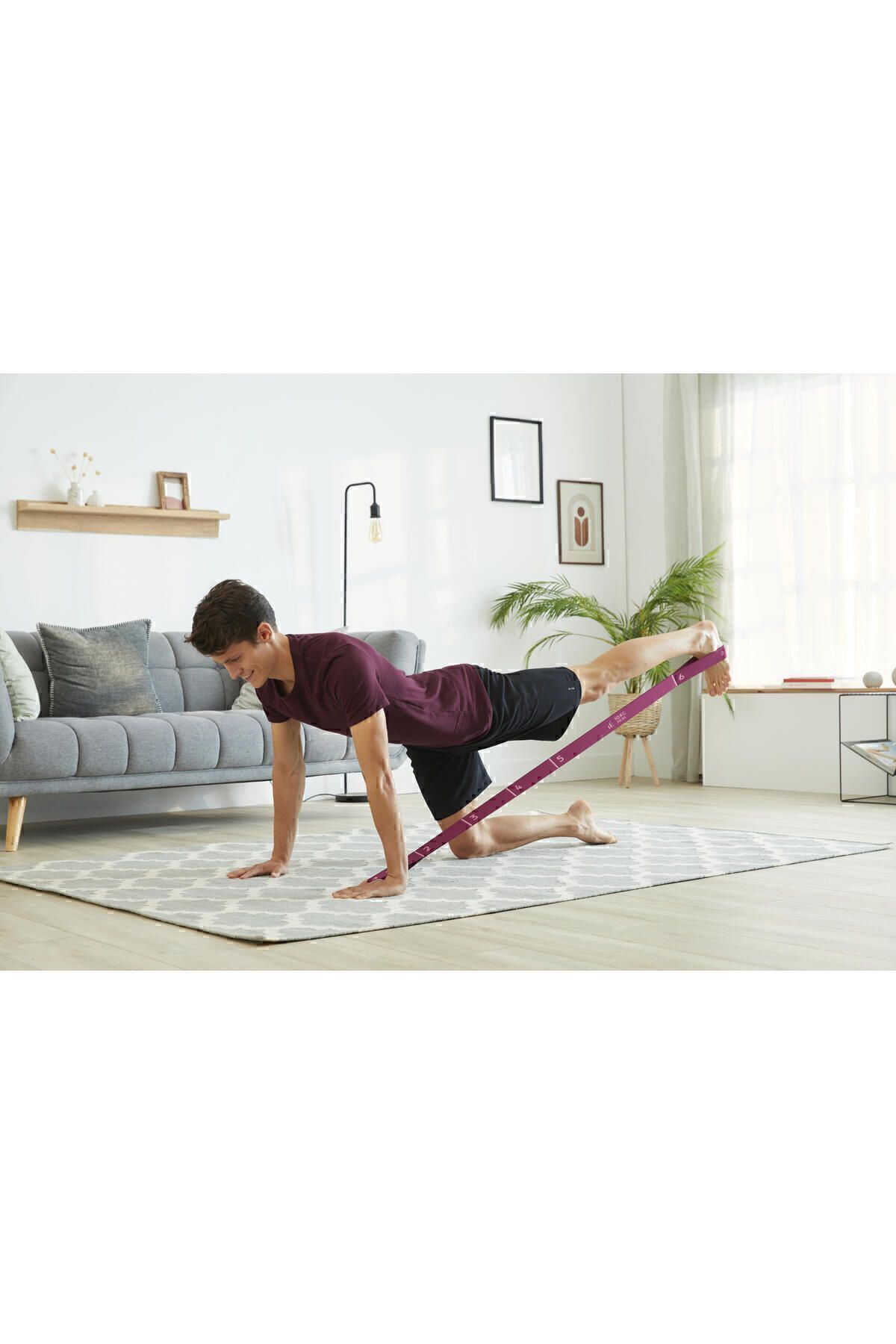کش مقاومتی قرمز Domyos Pilates Band 500 متوسط الاستیک بنفش Decathlon