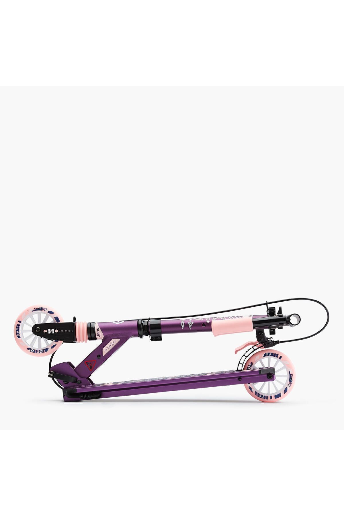 اسکوتر سفید دخترانه و پسرانه بچگانه Oxelo بنفش چاپی اواسط 5 Decathlon
