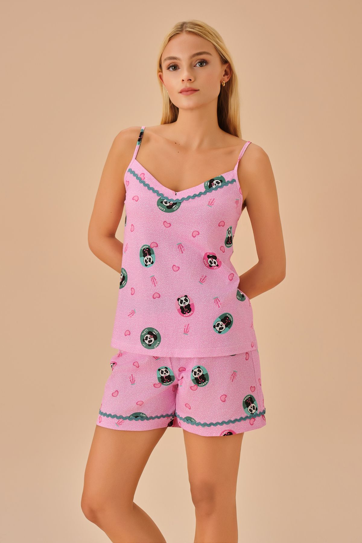 SUWEN Panda Atlet Şort Pijama Takımı