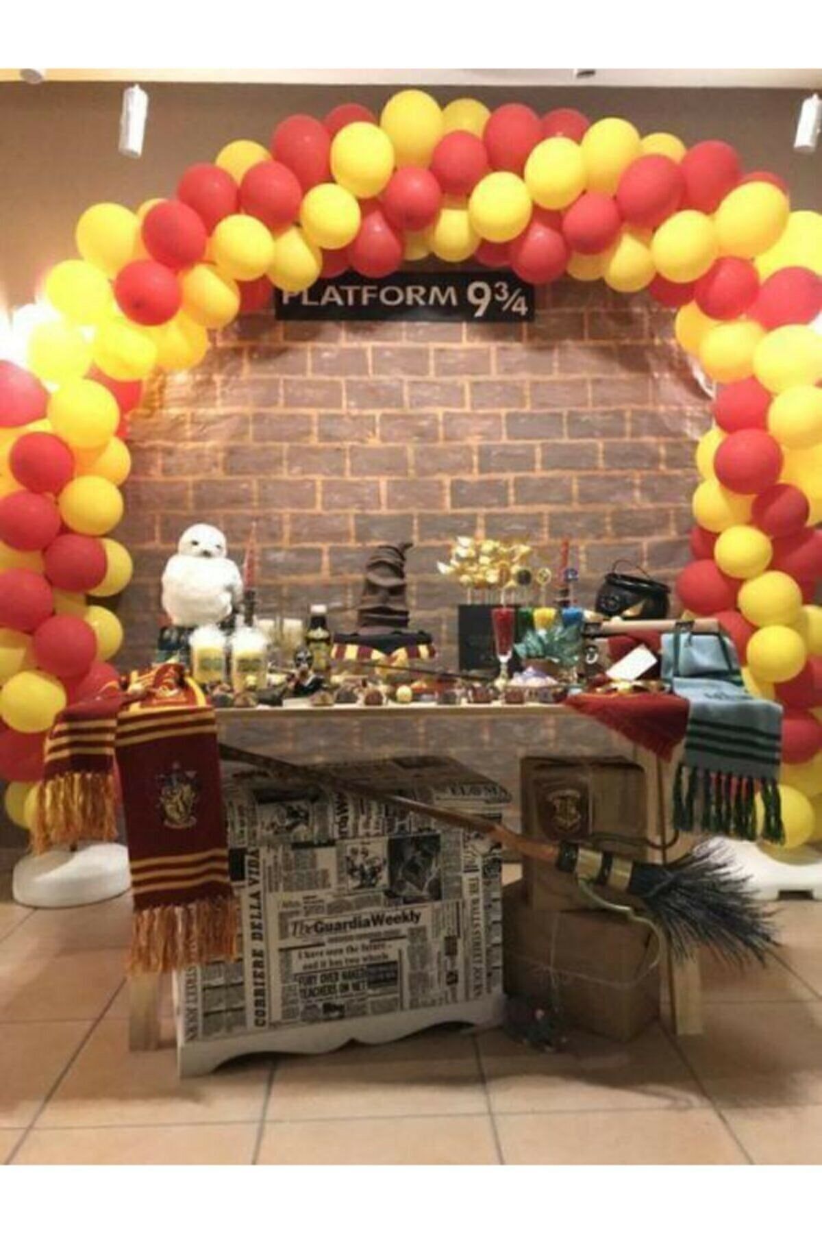 BEST PARTİ-100 τεμάχια Yellow Red Balloon Concept + Δώρο αλυσίδας μπαλονιών 1
