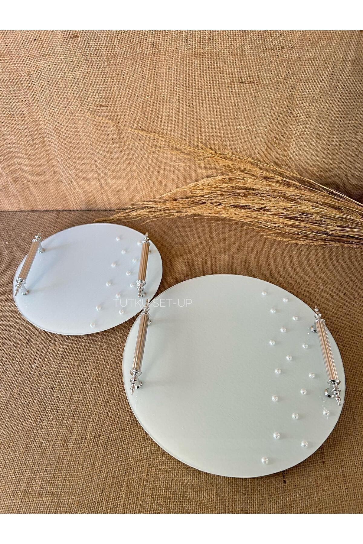 TutkuSetUp-Ice Glass Pearl Detail Promise-Engagement Tray, Groom Brown, Pearl Ice Glass Tray, Promise Tray 3