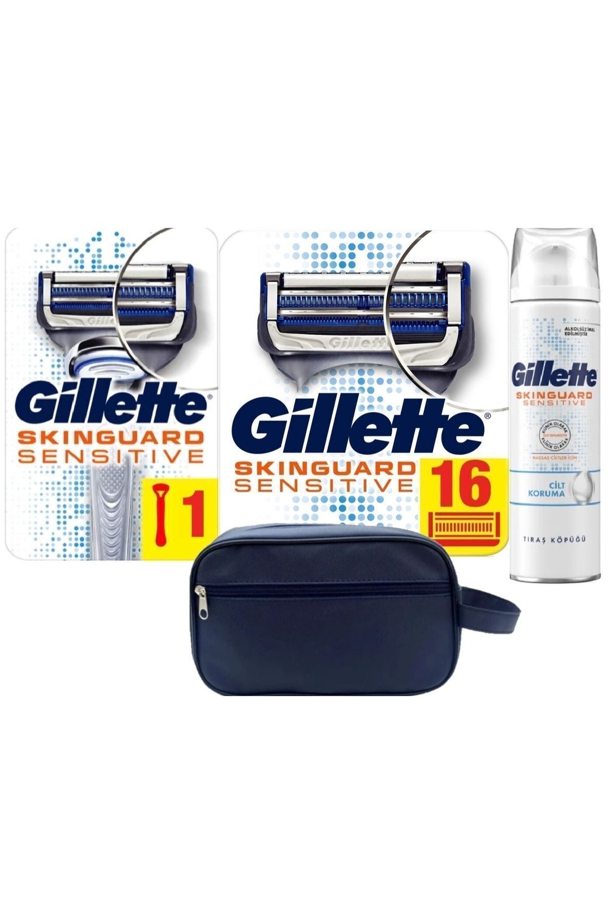 Gillette Skinguard Makine + Skinguard 16 Adet Tıraş Bıçağı + Skinguard Köpüğü 250 Ml + Çanta