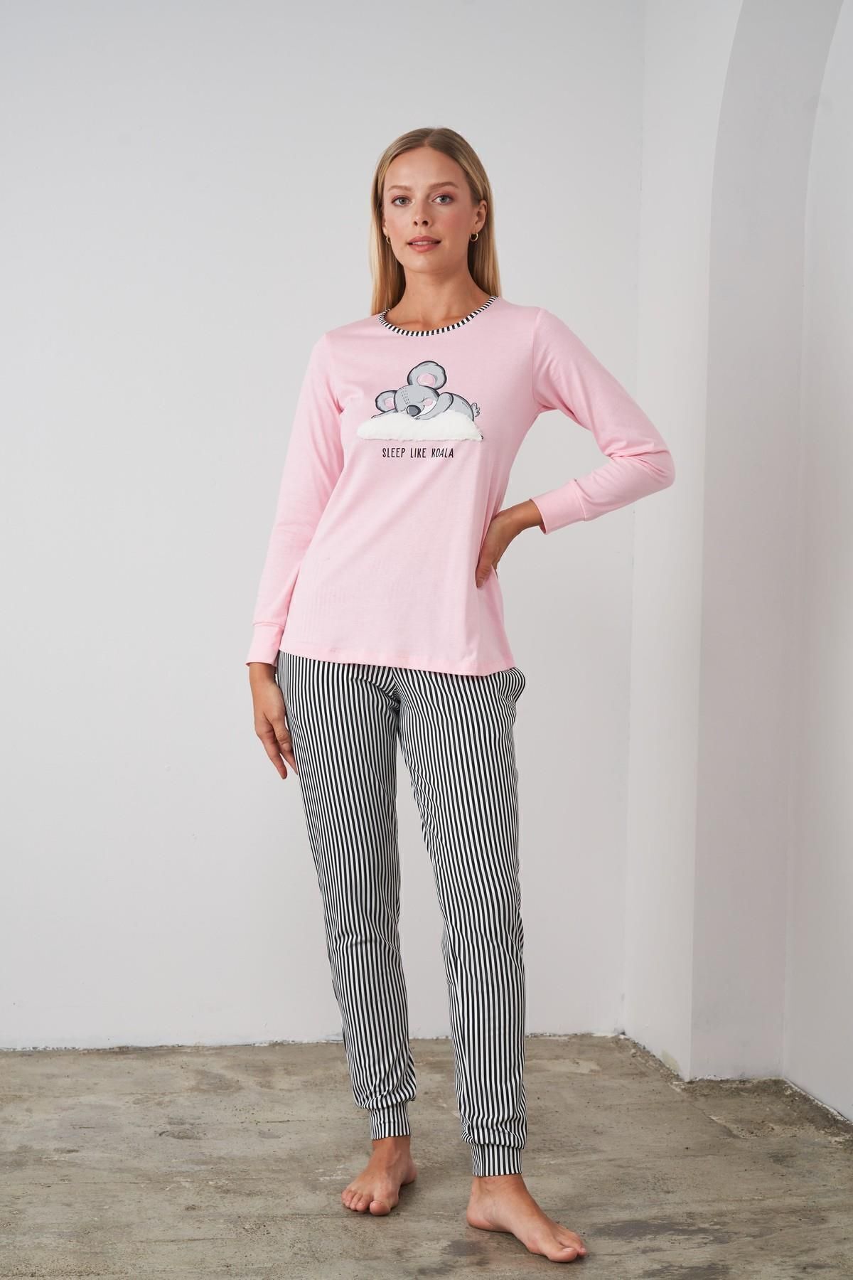 PJS-24506 Set pijama în dungi pentru femei 3