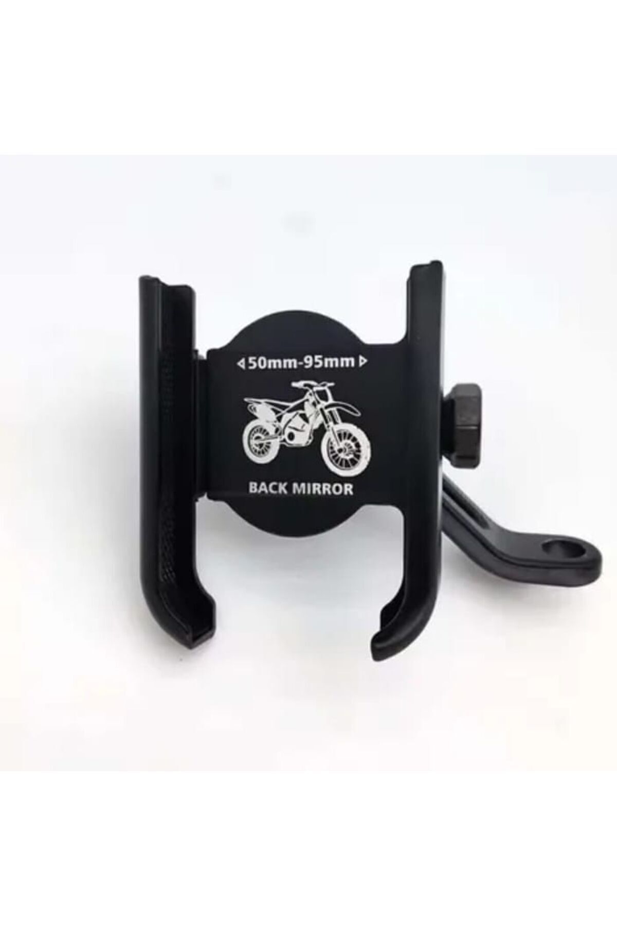 BabeMotor Motorsiklet Telefon Tutacağı Ayna Bağlantılı Metal Telefon Tutacağı Siyah Renk Metal Tutacak