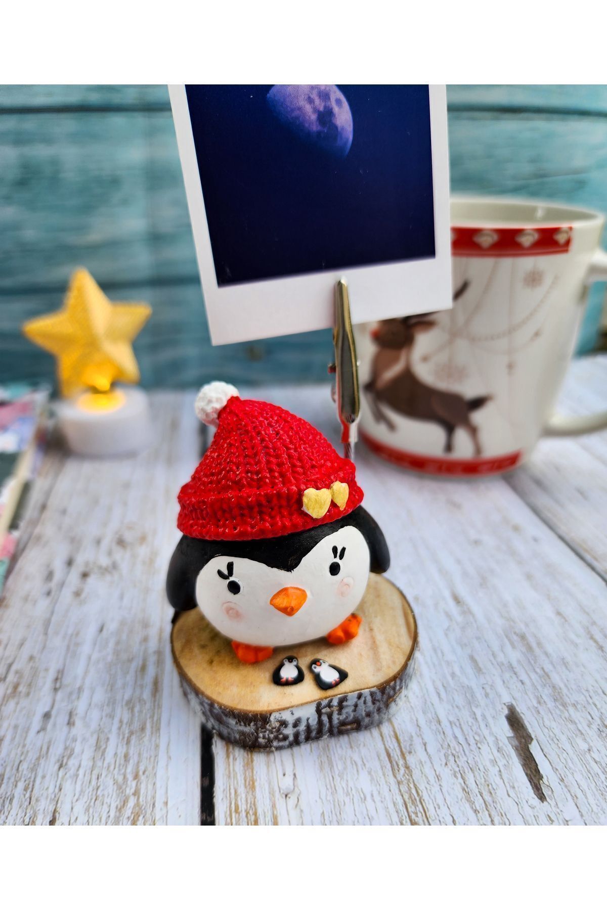 Rota Hediyelik Sevimli Kawaii Penguen Not Tutucu Fotoğraf Tutucu Masaüstü Ofis Hediyesi