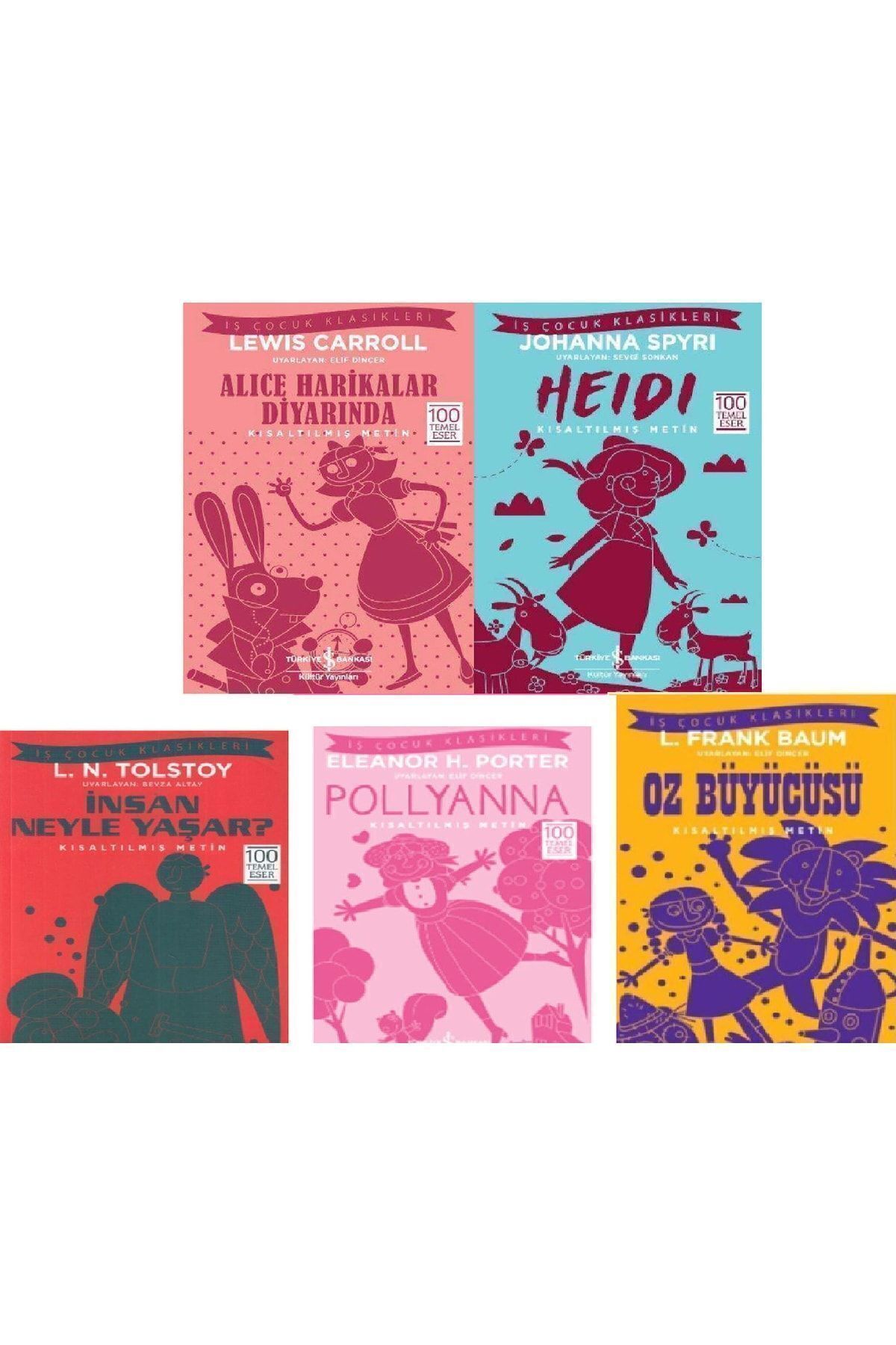 İş Bankası Kültür Yayınları Alice Harikalar Diyarında-heidi-insan Neyle Yaşar- Pollyanna- Oz Büyücüsü Kız Çocuğu Set