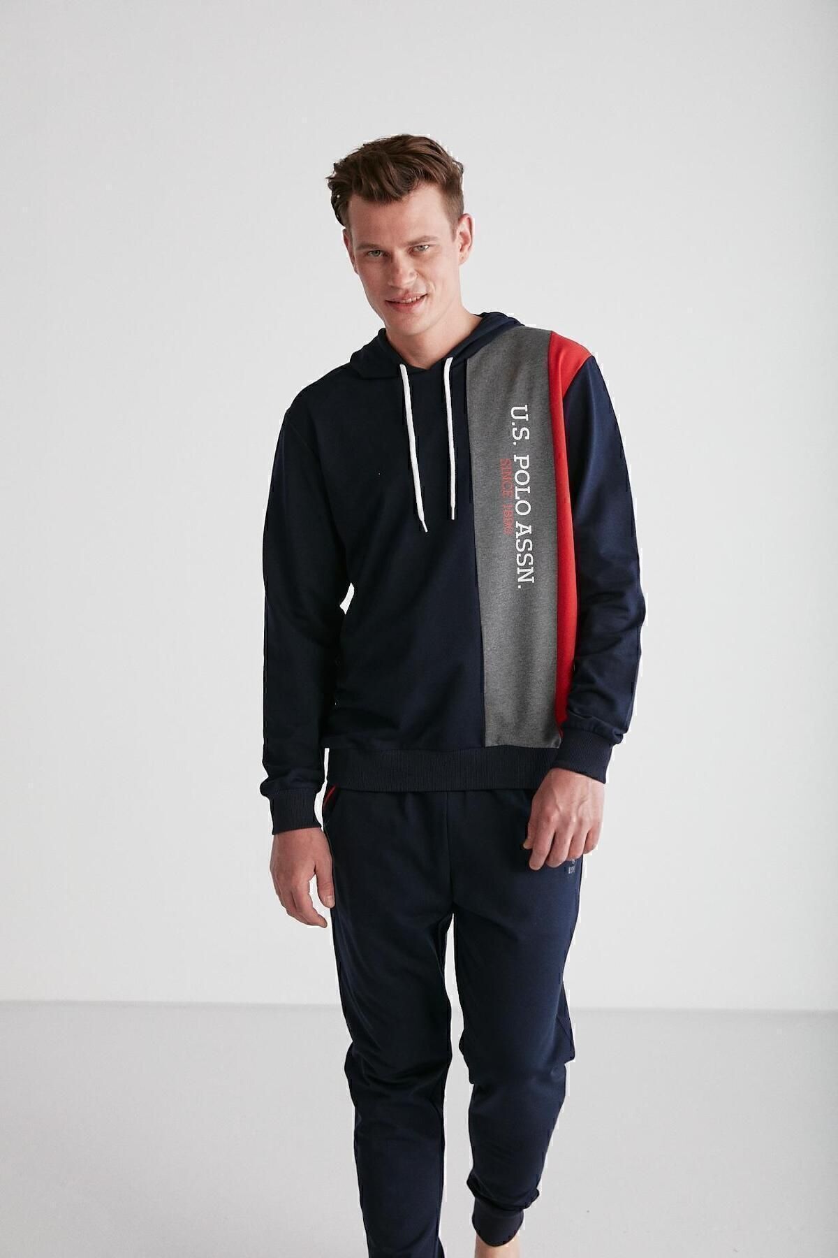 ست پیژامه آبی مردانه پایه. POLO ASSN. لباس خواب سرمه ای 024K.1.A8.S.T7R1A.1PL.S U.S. Polo Assn.
