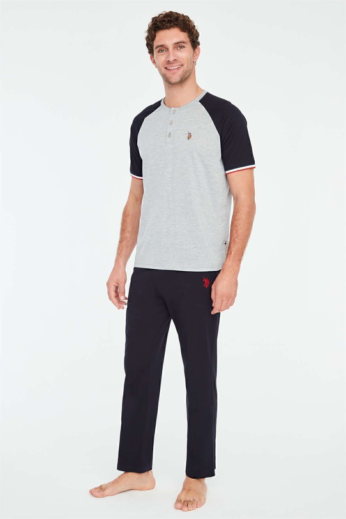 ست پیژامه سبز مردانه پایه. پولو اسن. ملانژ خاکستری Z.1E8.T.6AG6.R8.P U.S. Polo Assn.