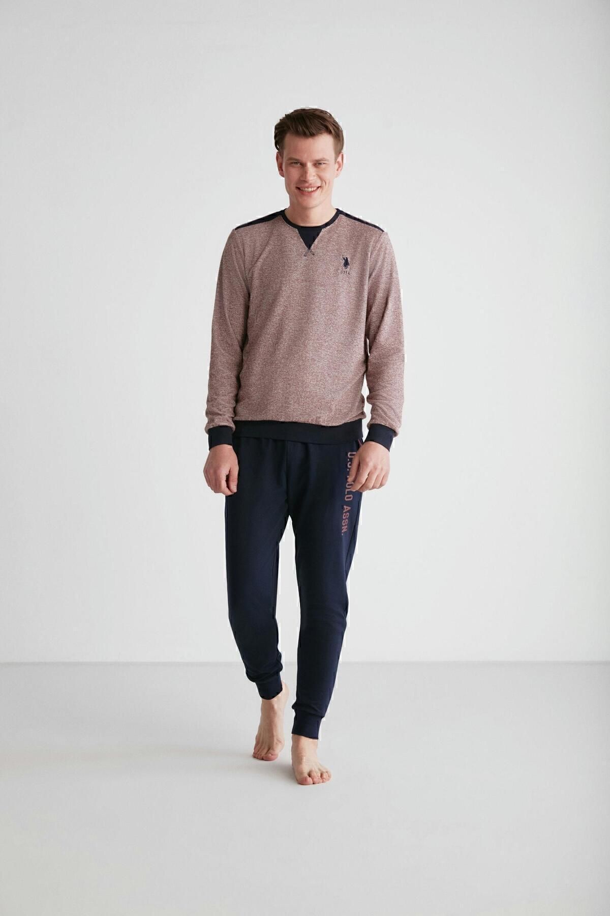 ست پیژامه چند رنگ مردانه پایه. POLO ASSN. لباس خواب یقه گرد کلارت 024K.1Z.8.E.7TA2GR0P U.S. Polo Assn.