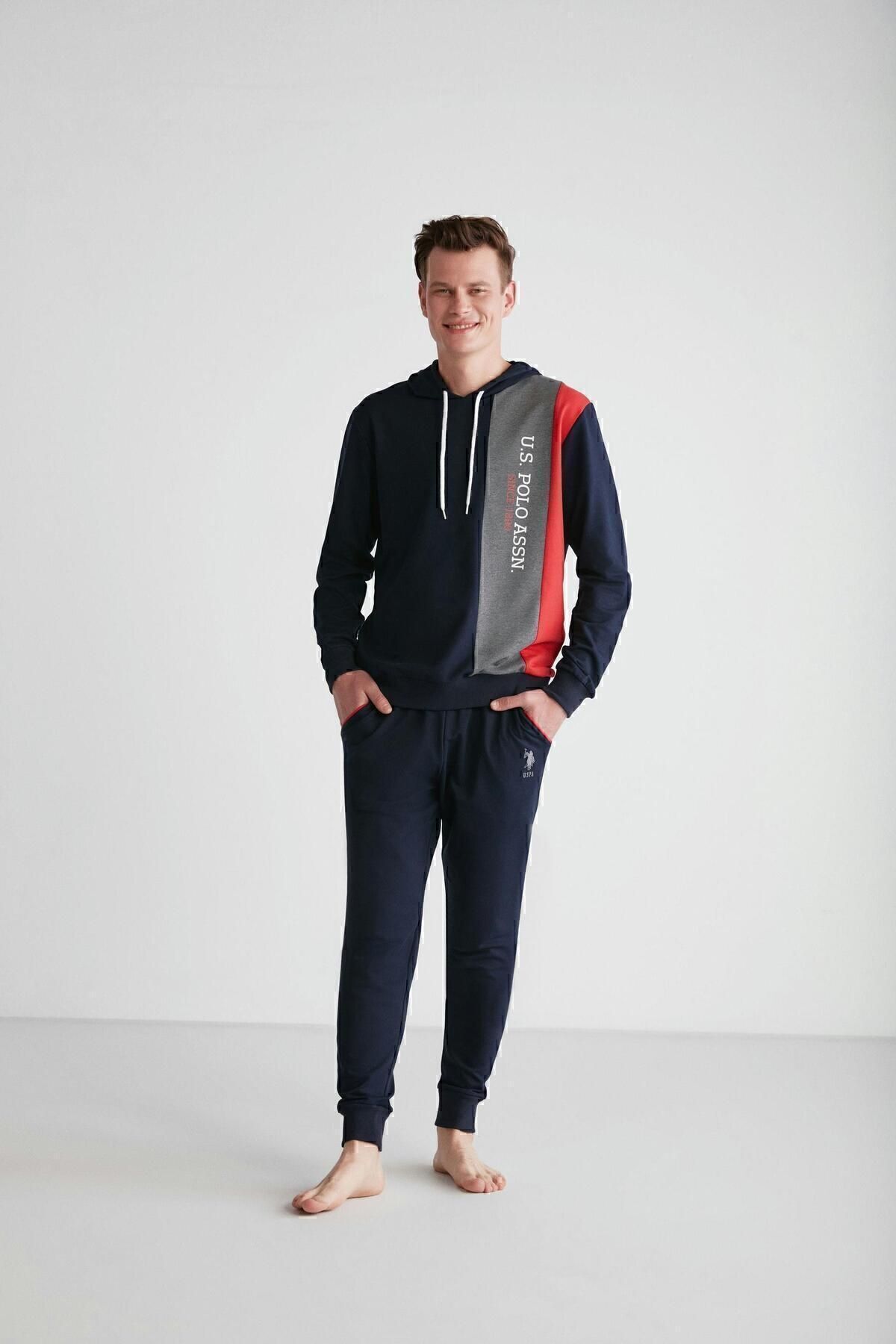 ست پیژامه آبی مردانه پایه. POLO ASSN. لباس خواب سرمه ای 024K.1.A8.S.T7R1A.1PL.S U.S. Polo Assn.