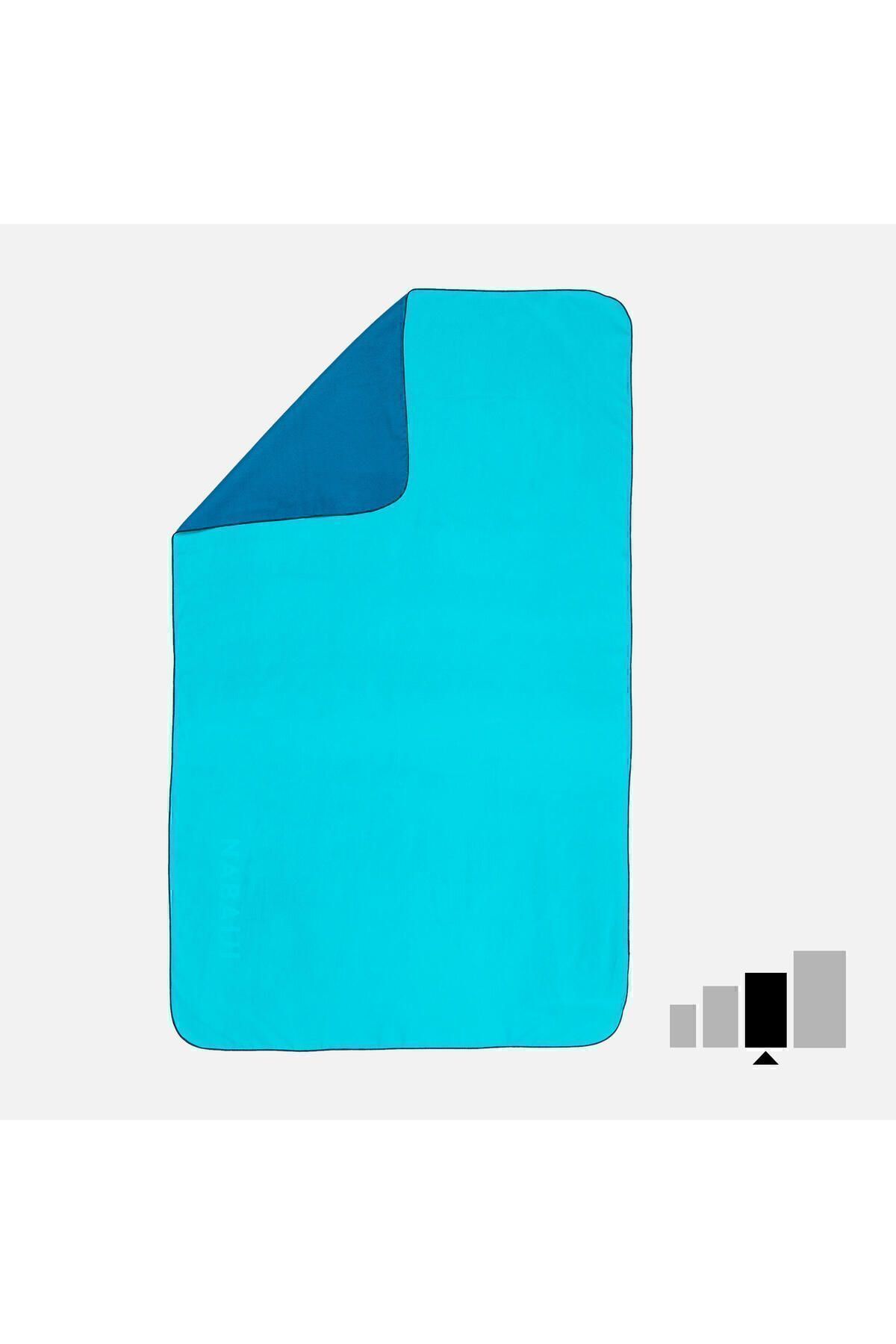 Decathlon-Nabaiji منشفة ميكروفايبر مزدوجة الجوانب - مقاس L - أزرق / أخضر - 80 × 130 سم 5