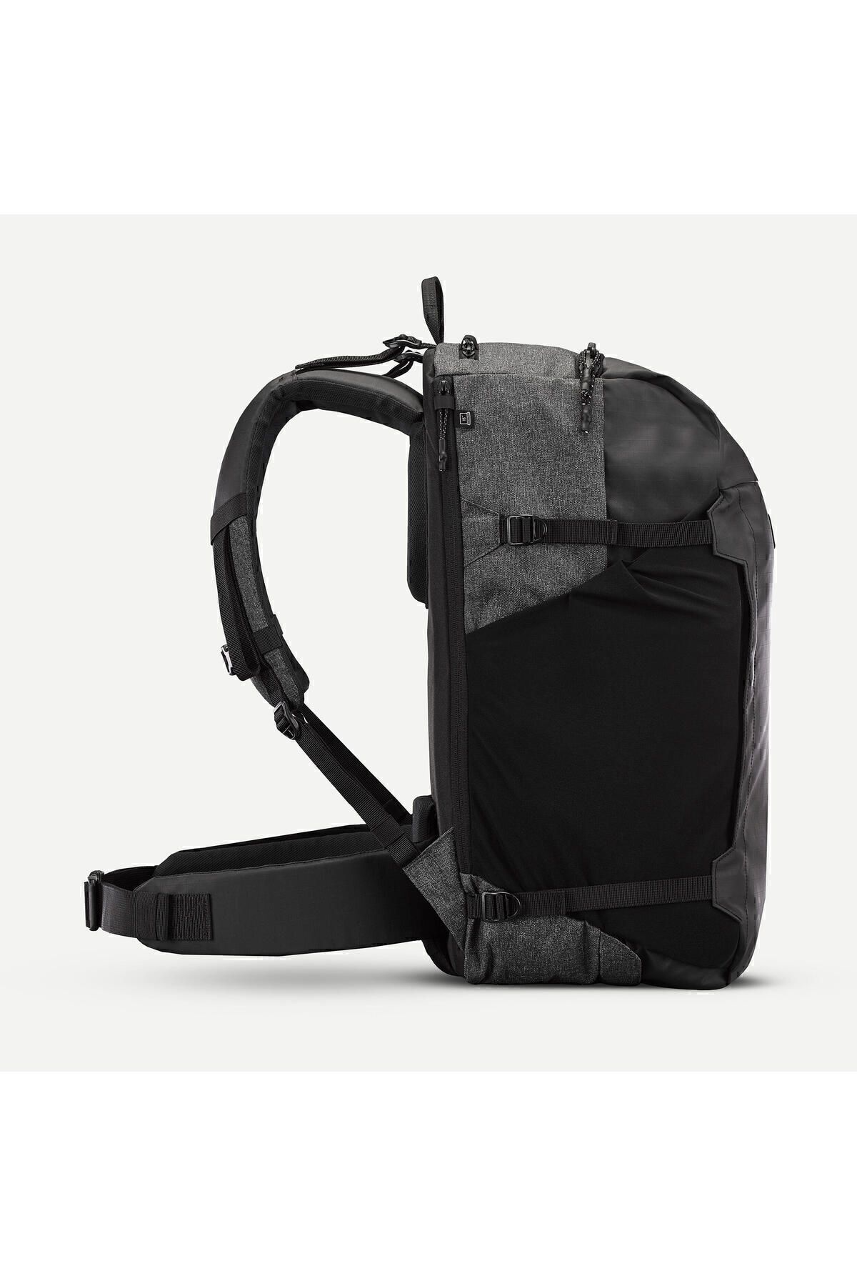 کیف ورزشی مشکی مردانه و زنانه سیاه کوله پشتی در فضای باز 40 لیتر سفر 500 سازمان دهنده Decathlon