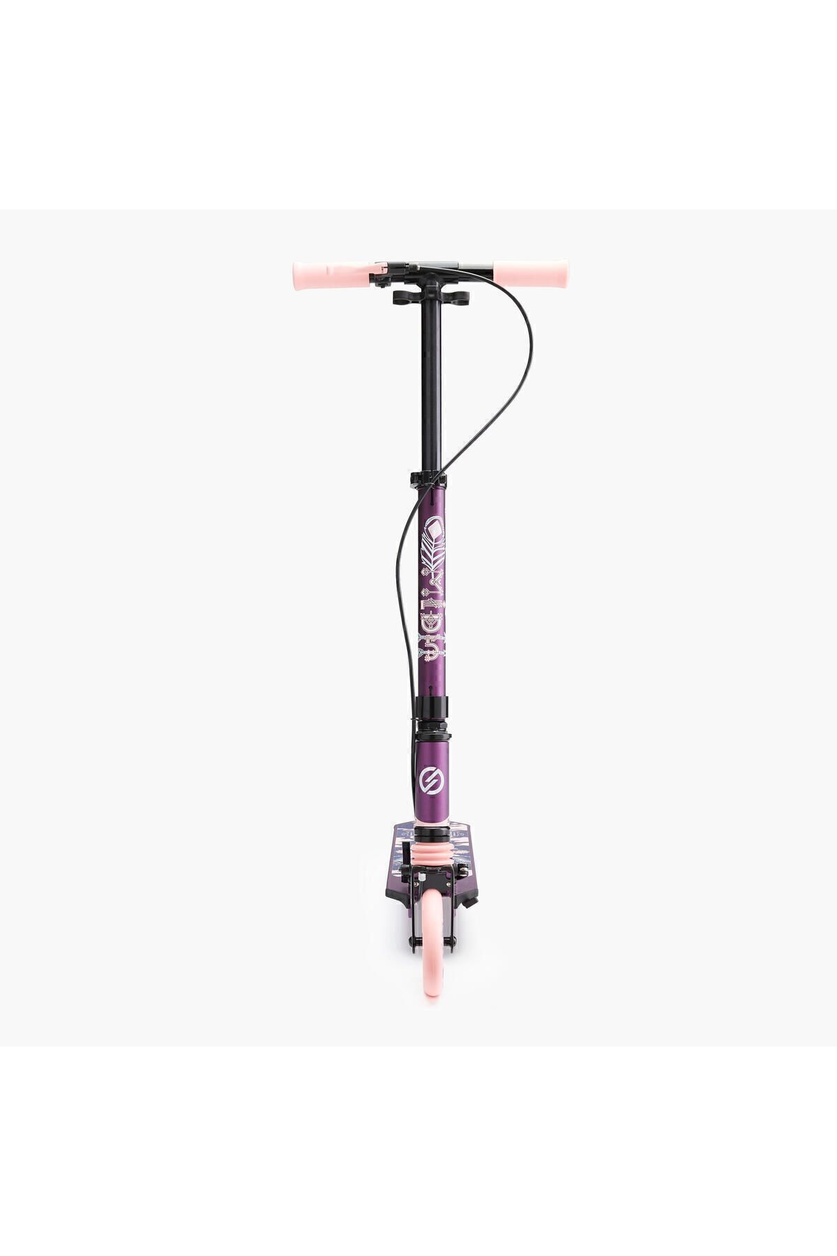 اسکوتر سفید دخترانه و پسرانه بچگانه Oxelo بنفش چاپی اواسط 5 Decathlon