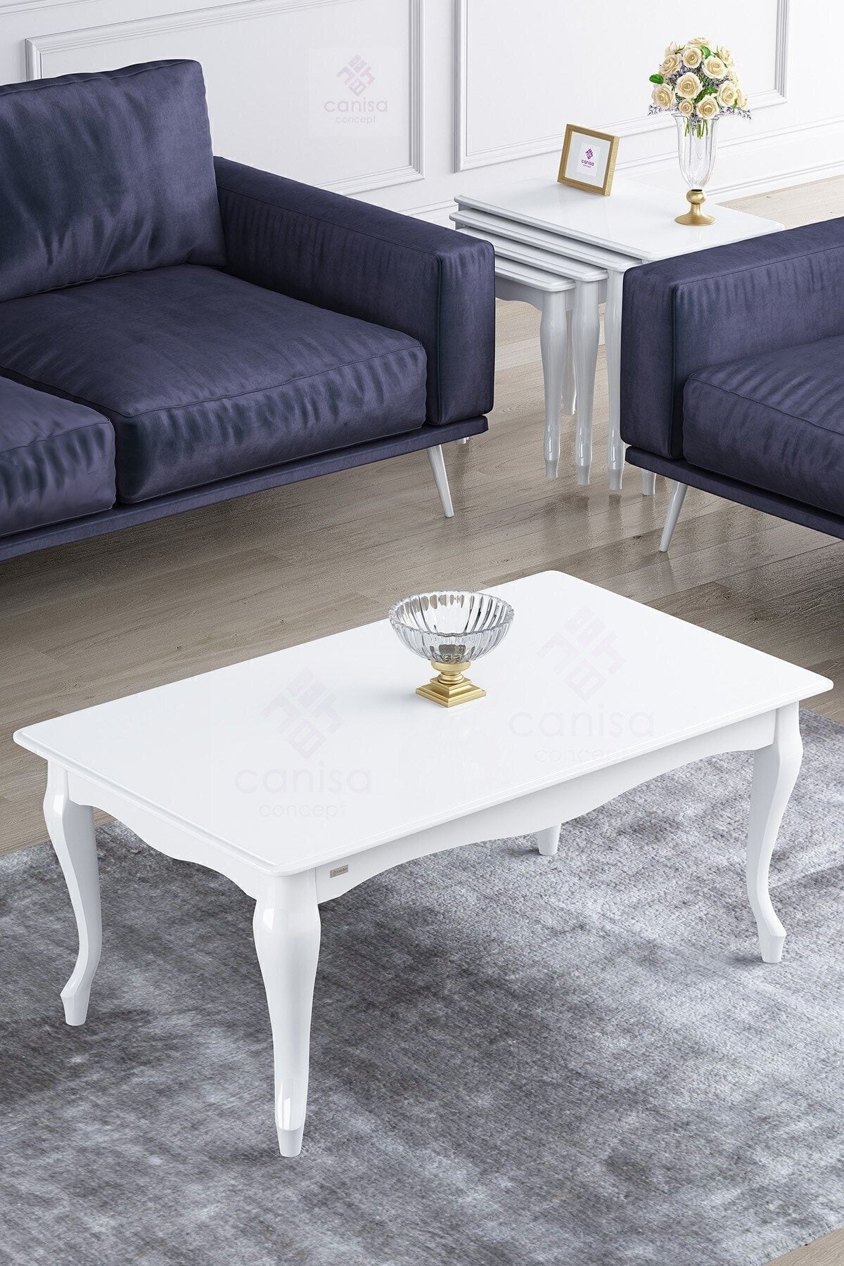 Canisa Concept Sadem Serisi Beyaz Orta Sehpa Mdf Ve Lake Boyalı