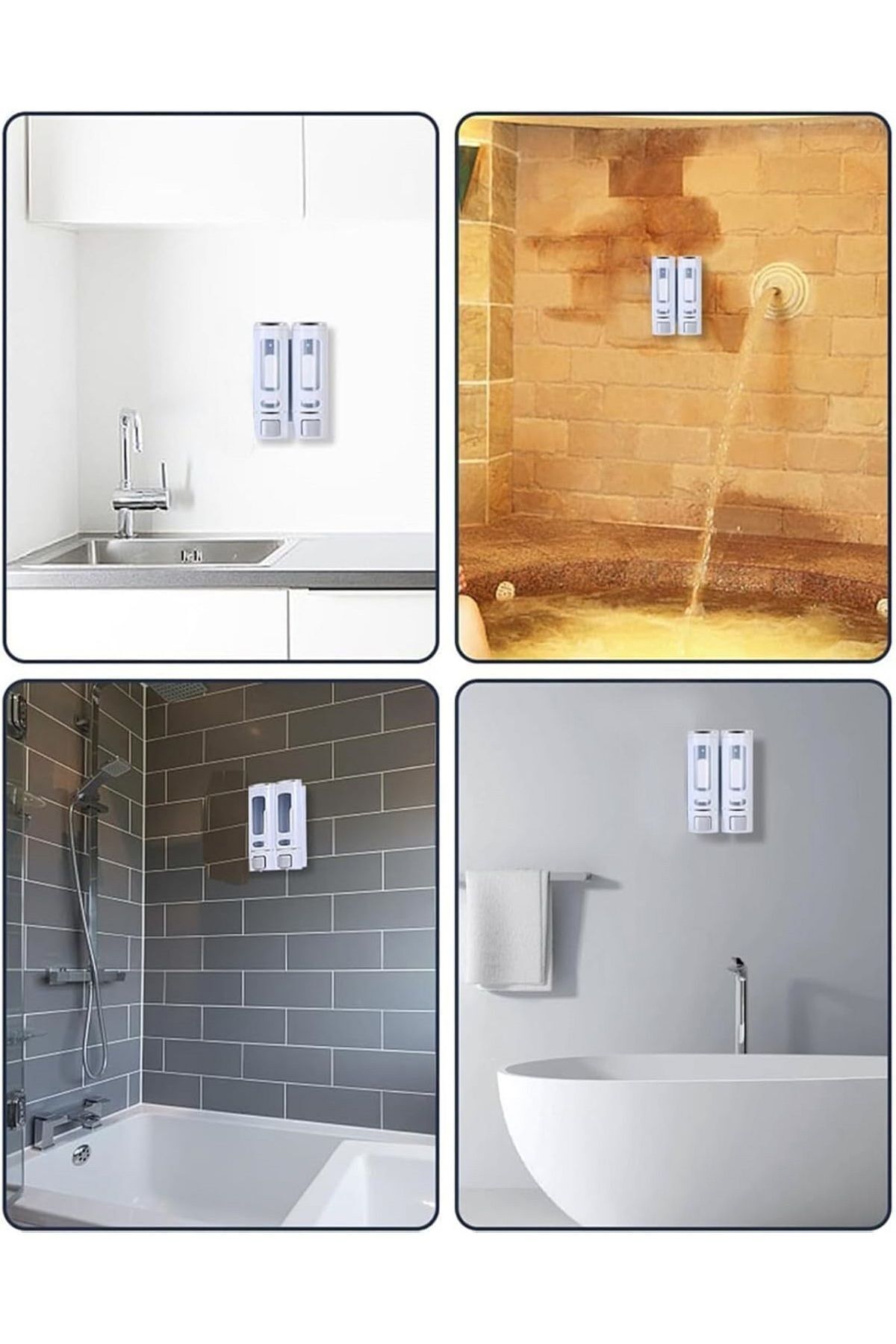 MAİN SHOP-2 bucăți 400 ml dozator de săpun montat pe perete duș șampon dozator săpun lichid baie accesorii de toaletă 3
