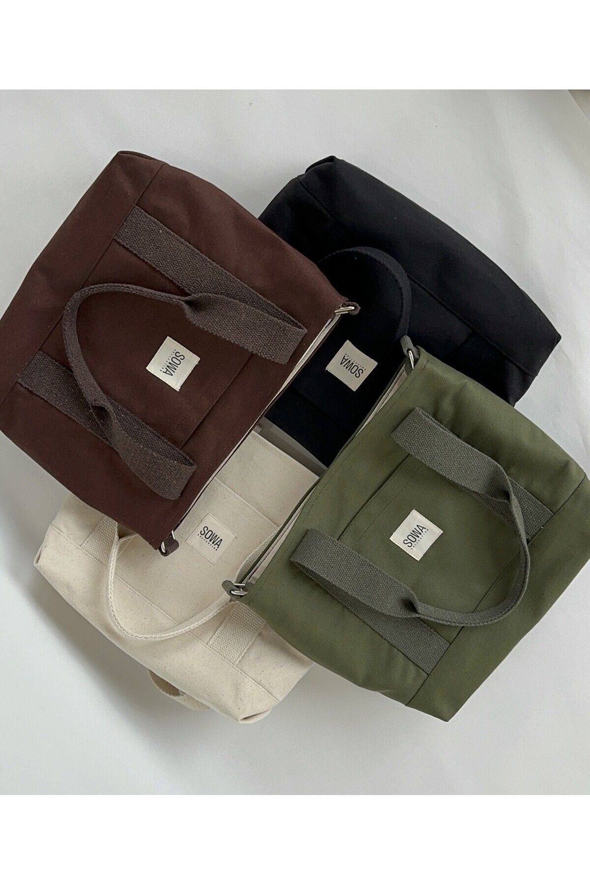 Sowa Collection Kanvas Kahve Çıtçıtlı Çanta Ayarlanabilir Çapraz Askılı Kadın El Ve Omuz Çantası U:30 E:35 G:10 Cm görsel 5