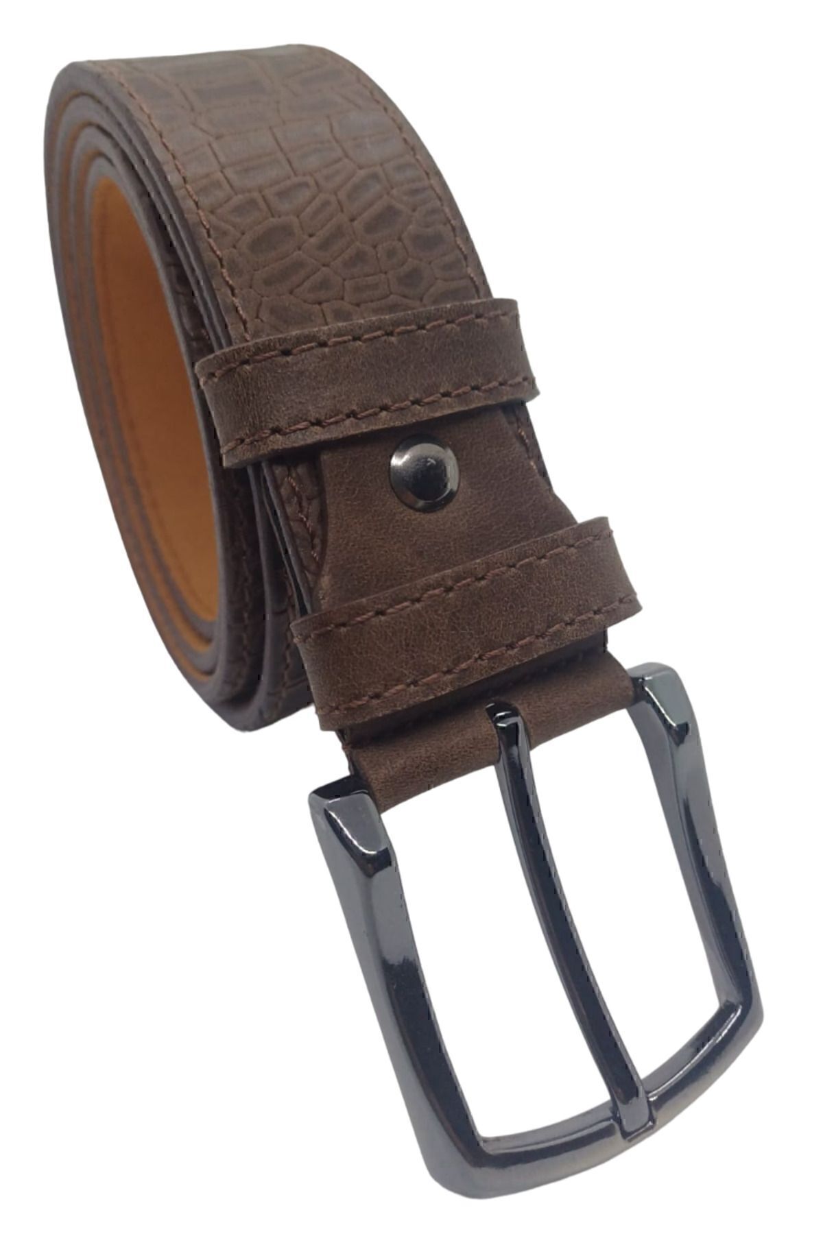 کمربند مردانه قهوه ای Deribond | ABD CRAZY اورجینال - تصویر 4