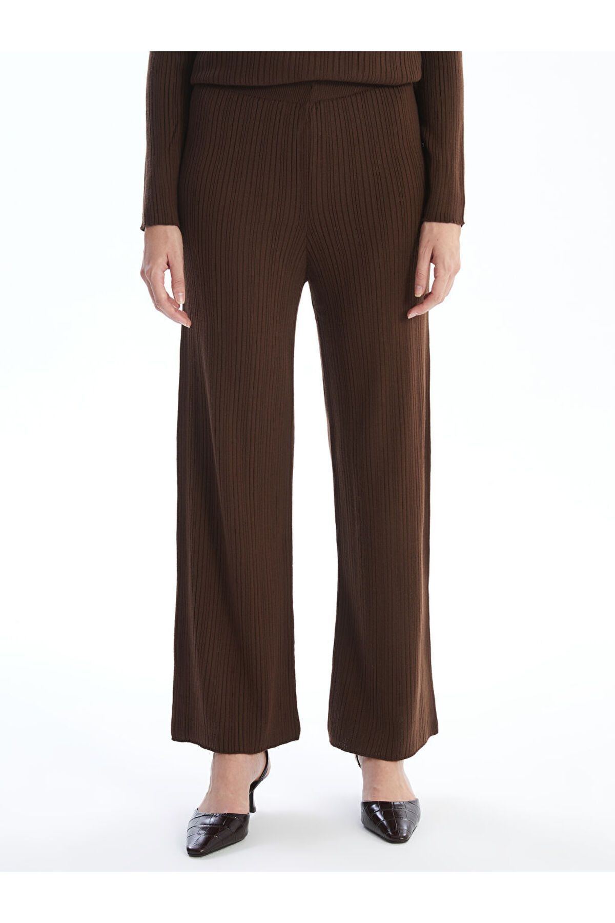 LC Waikiki-Pantaloni tricotaje uni pentru femei LCW cu talie elastică 2