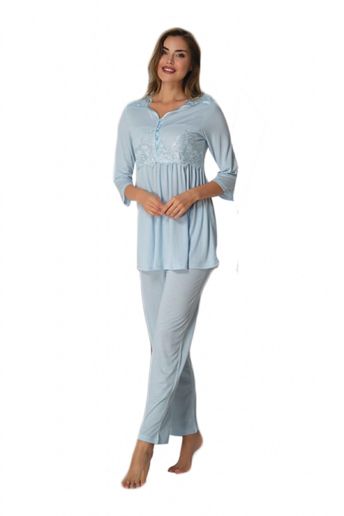 Effort Pijama Set Pijamale De Maternitate Albastru Pentru Femei 3011 Femeie - S
