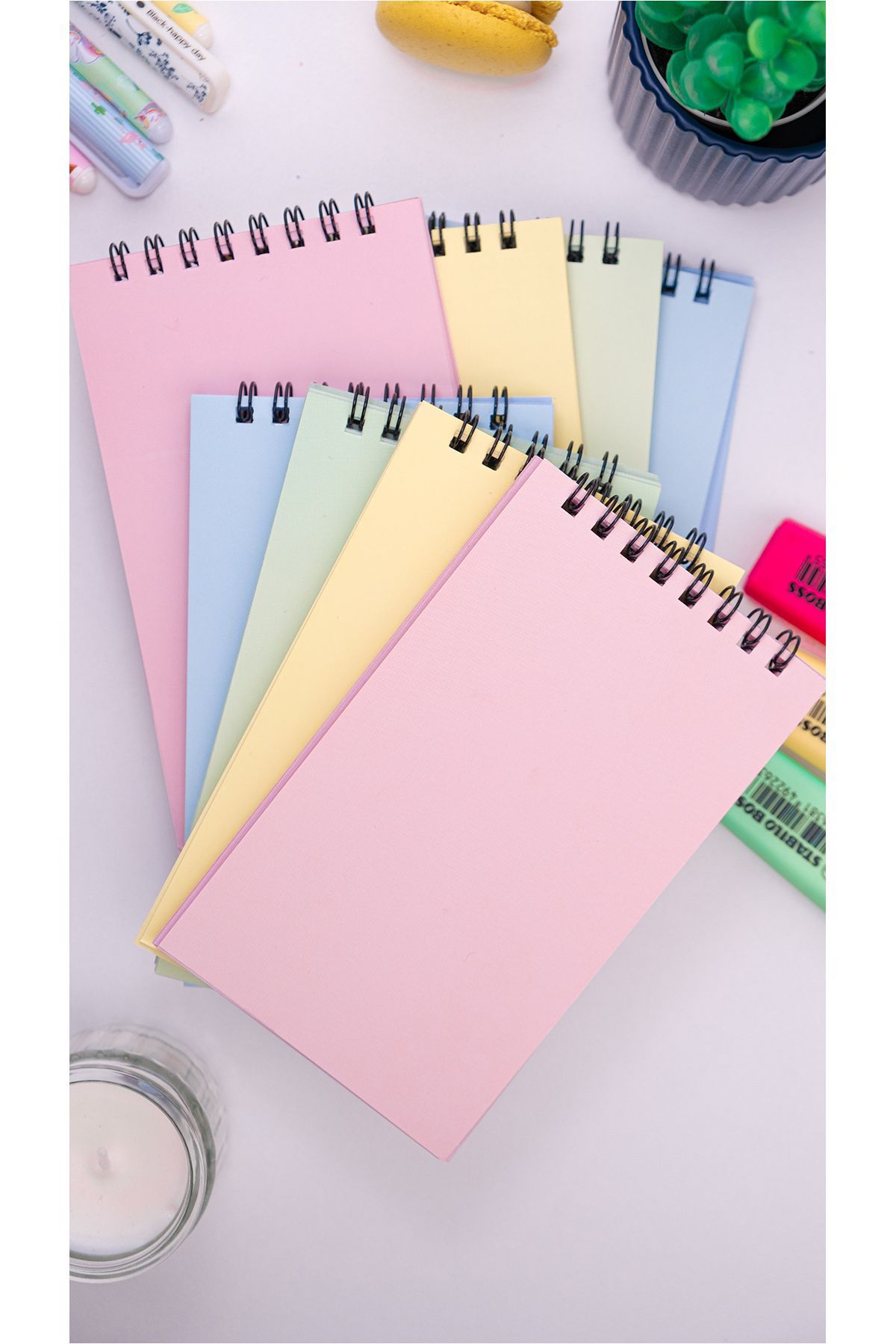 Dream Notes-Colorful Unlined Notebook Set of 8 - 9X15 Cm, 50 Sheets School Notepad 2