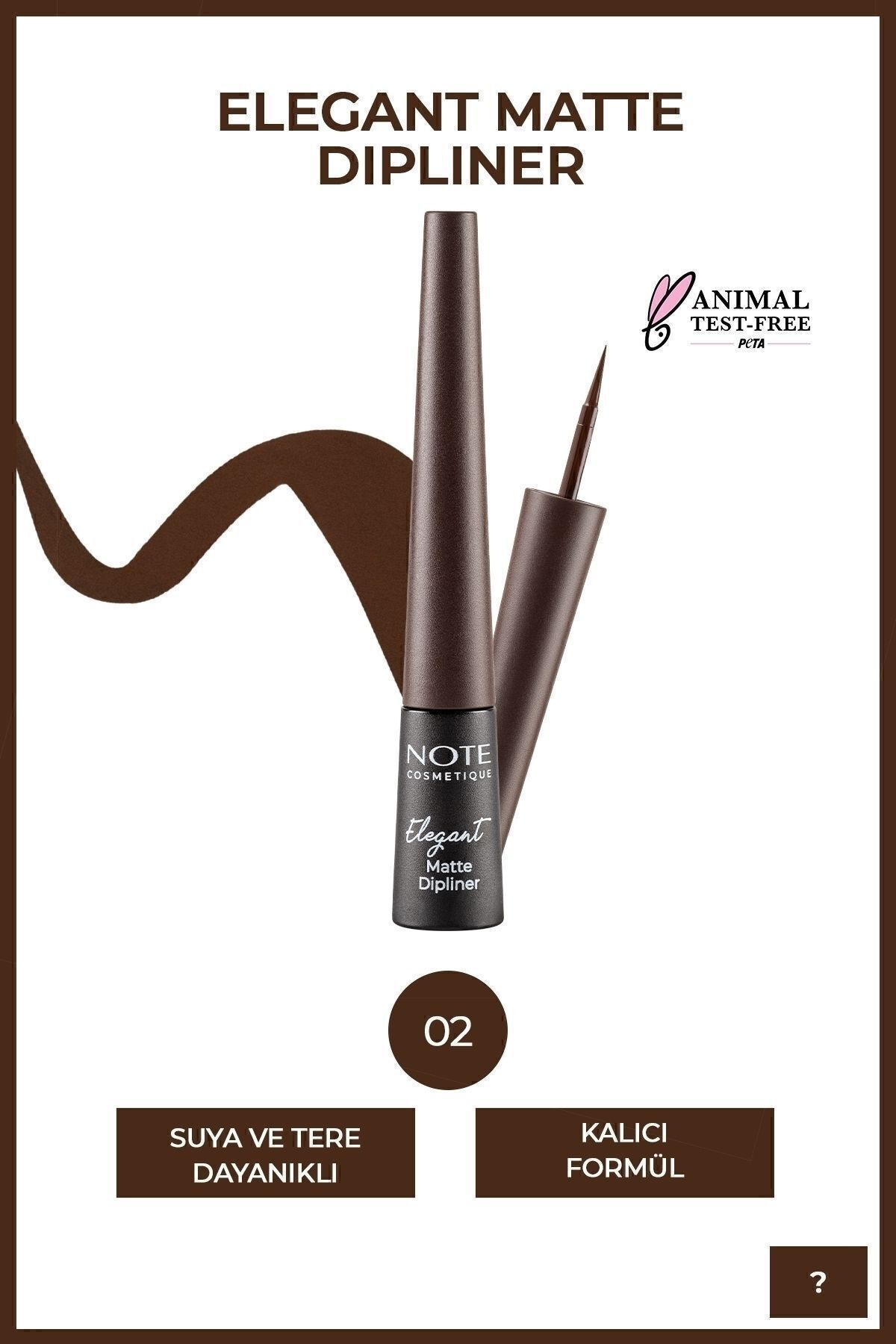 Elegant Matte Dipliner Waterproof Suya Dayanıklı - 02 Coffee Brown - Kahverengi