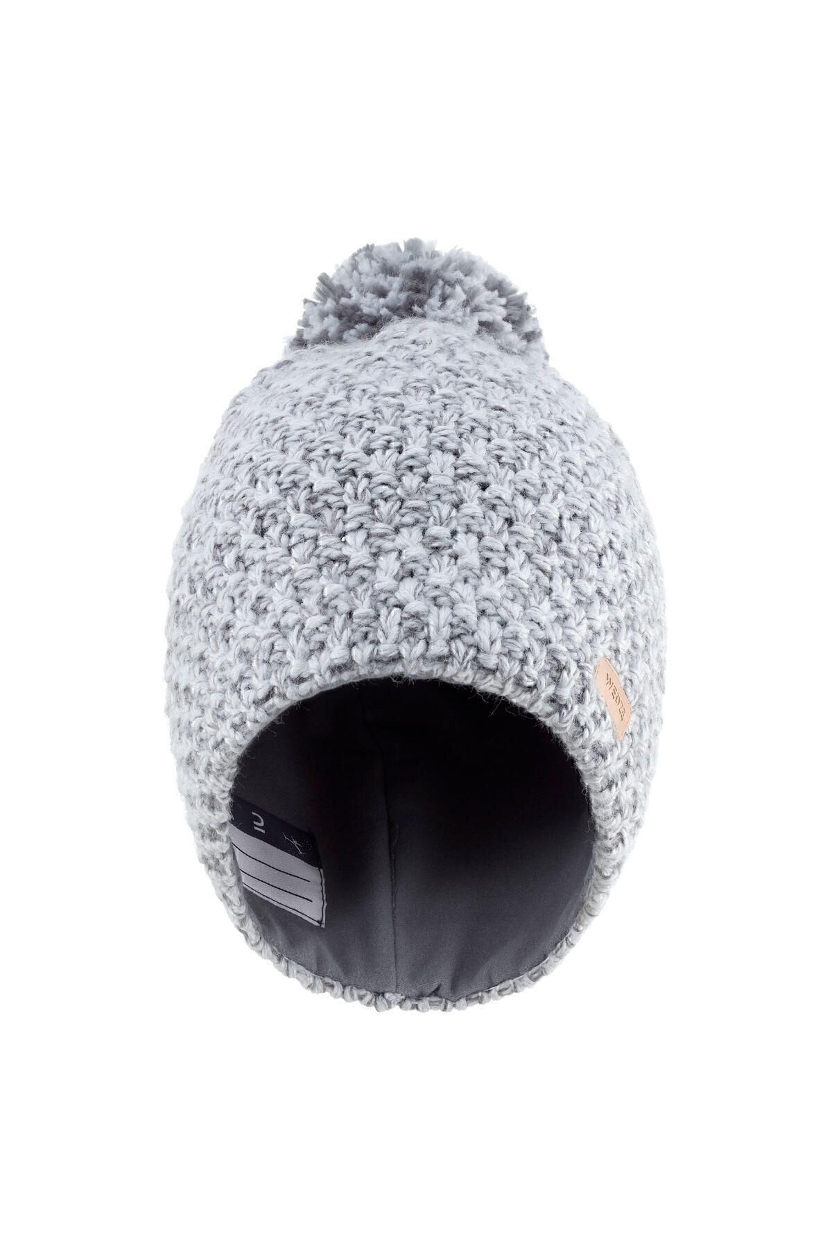 کلاه بافتنی آبی دخترانه و پسرانه بچگانه Wedze Ski Beanie ان خاکستری روشن بی زمان Decathlon