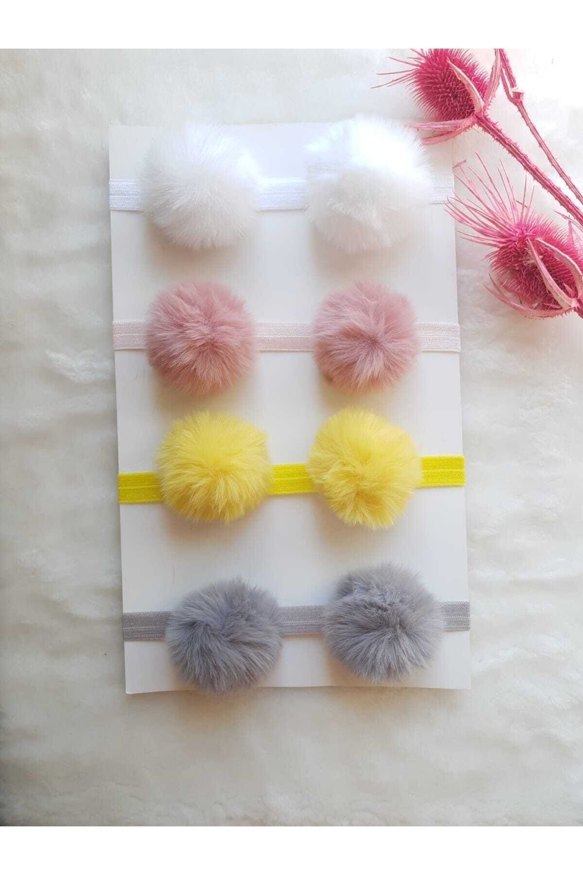 4-Piece Pompom Bandana