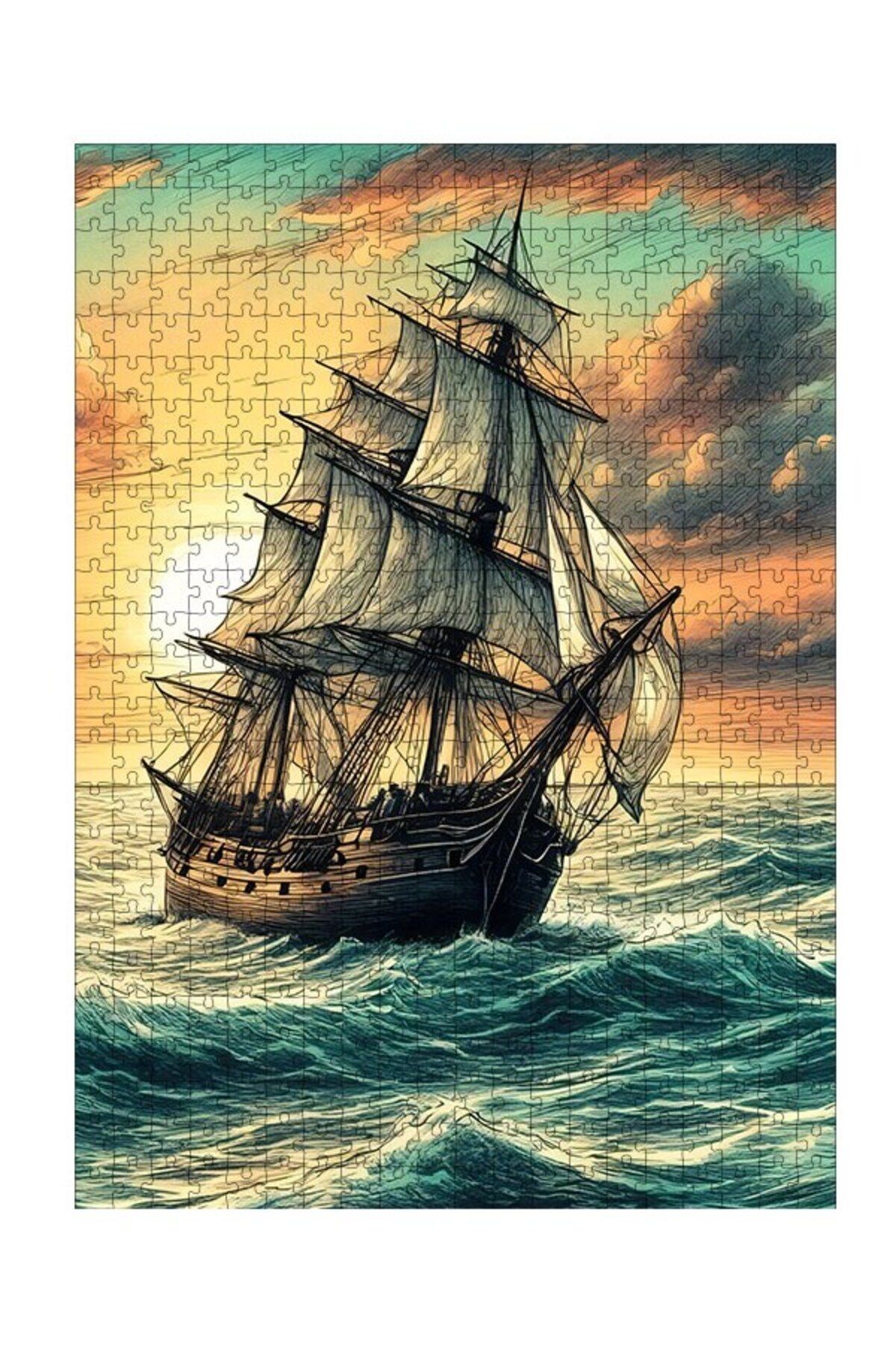 karizmart Ahşap Mdf Puzzle Yapboz Beyaz Yelkenli Gemi 500 Parça 50