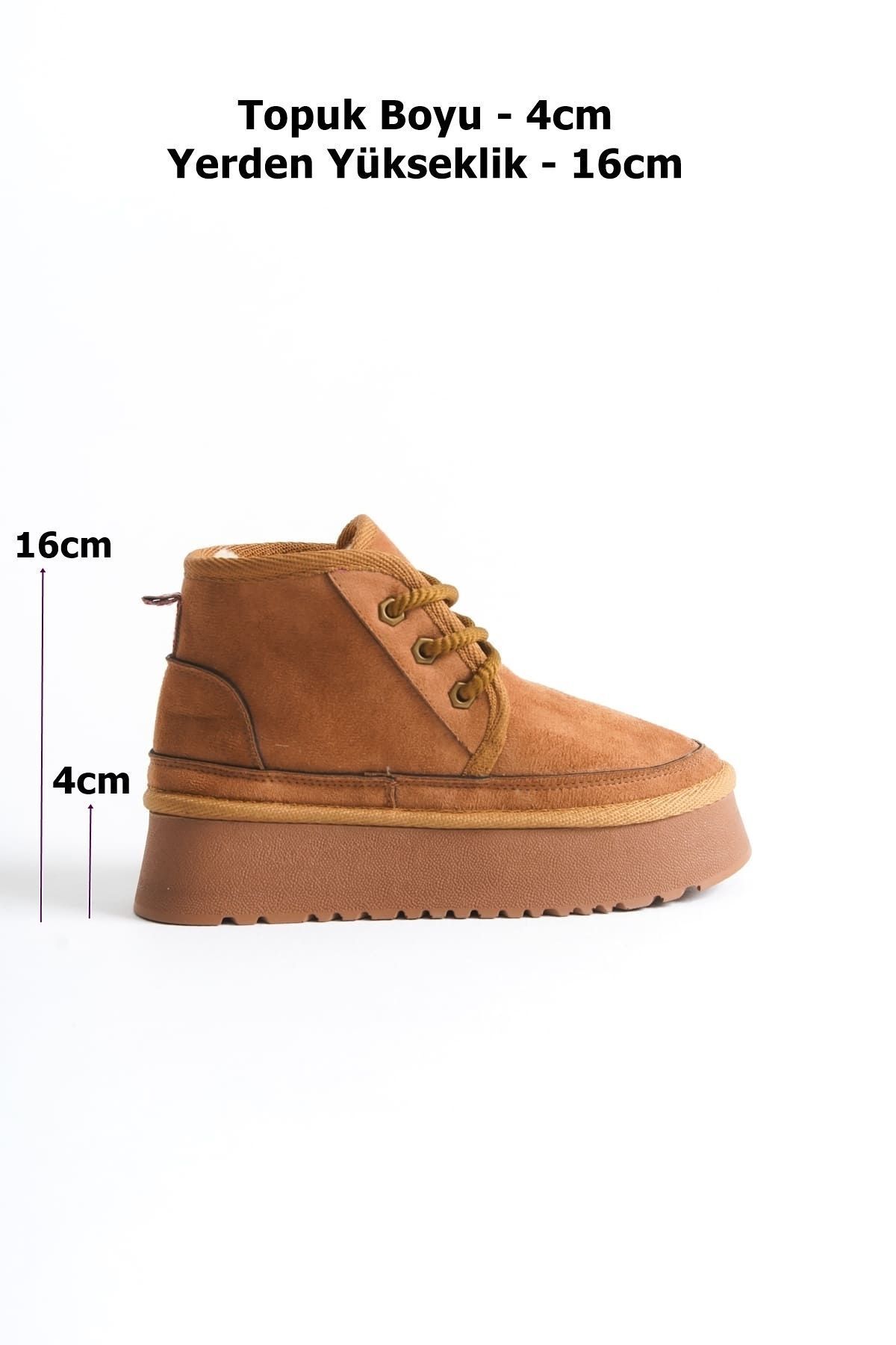 TRENDELLA-Cizme de iarnă de damă bronzate - cu blană în interior și talpă groasă 2