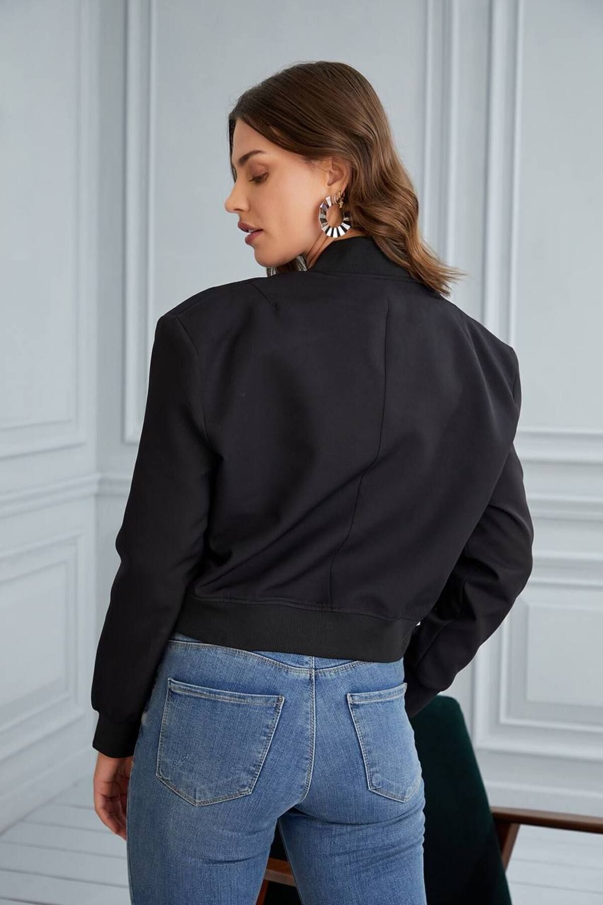Siyah Bomber Cepli Ceket
